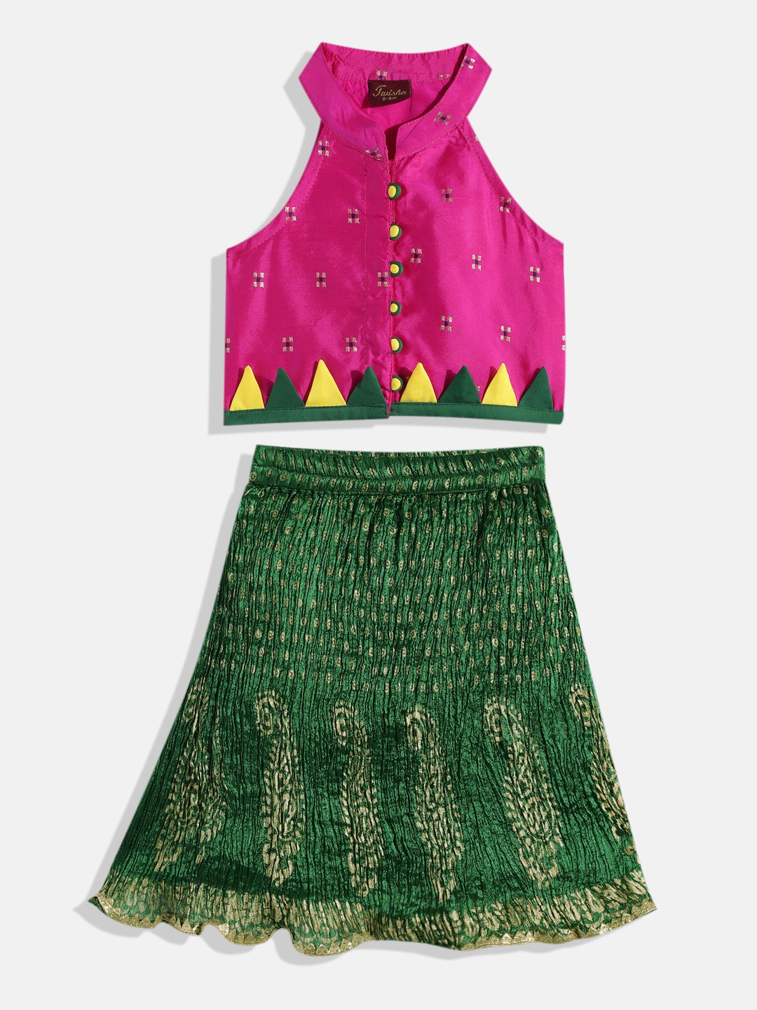 

Twisha Girls Printed Top with Skirt, Pink