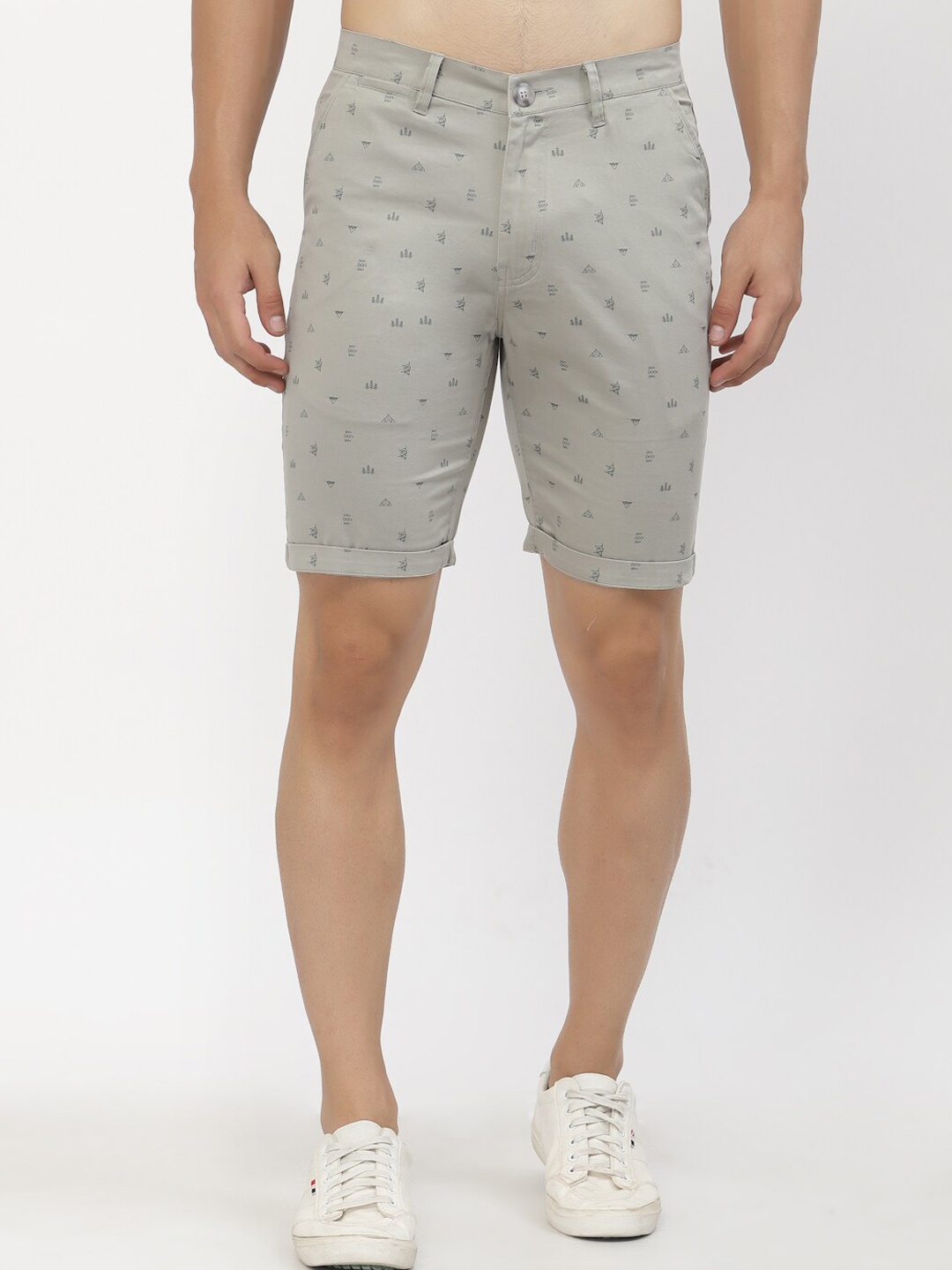 

SAPPER Men Grey Printed Cotton Regular Shorts