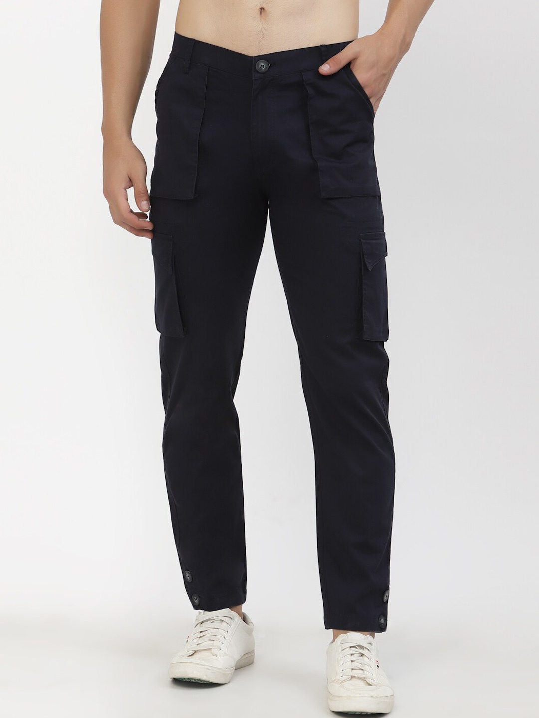 

SAPPER Men Navy Blue Cotton Cargos Trouser