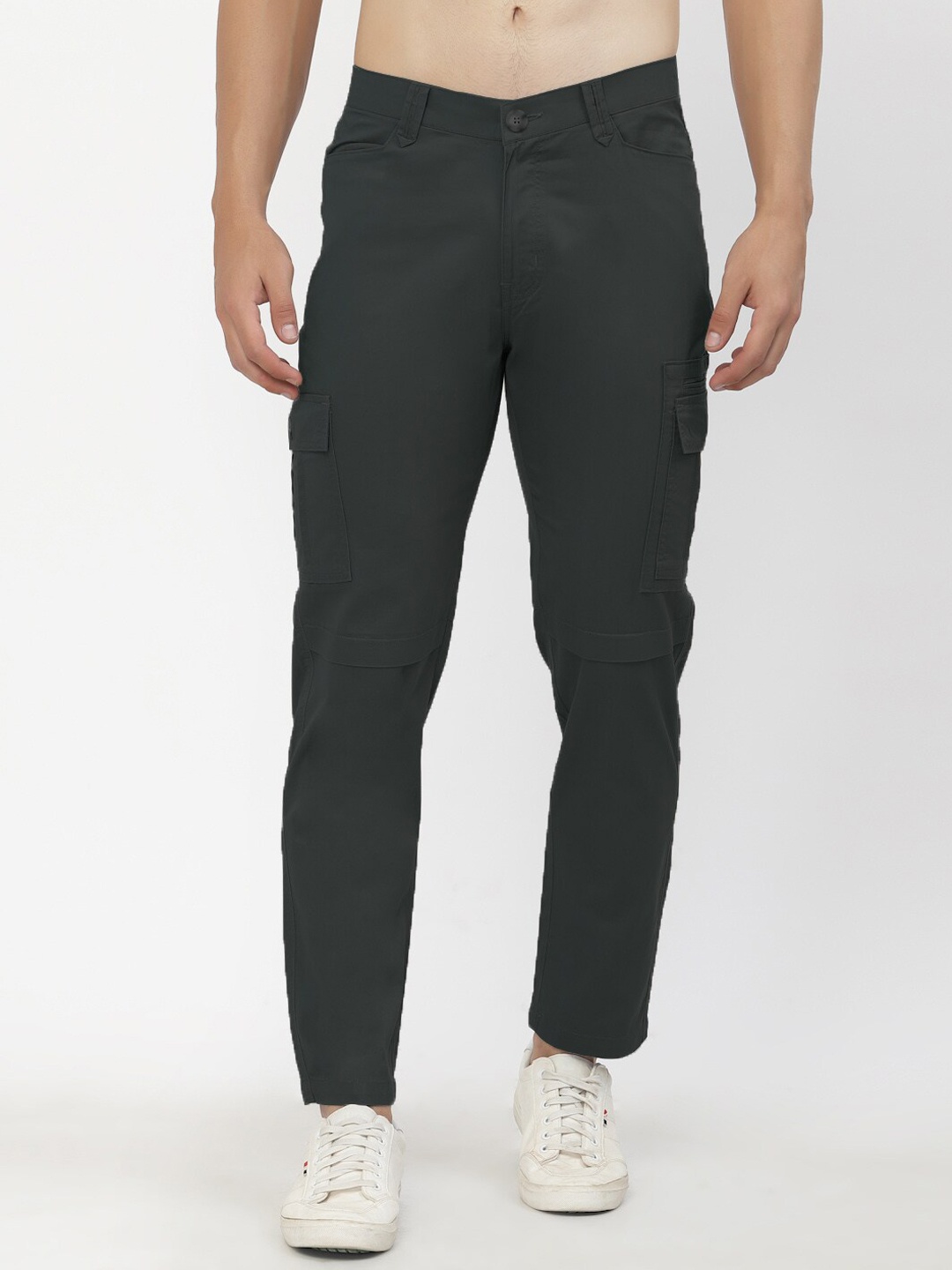 

SAPPER Men Olive Green Cargos Cotton Trousers
