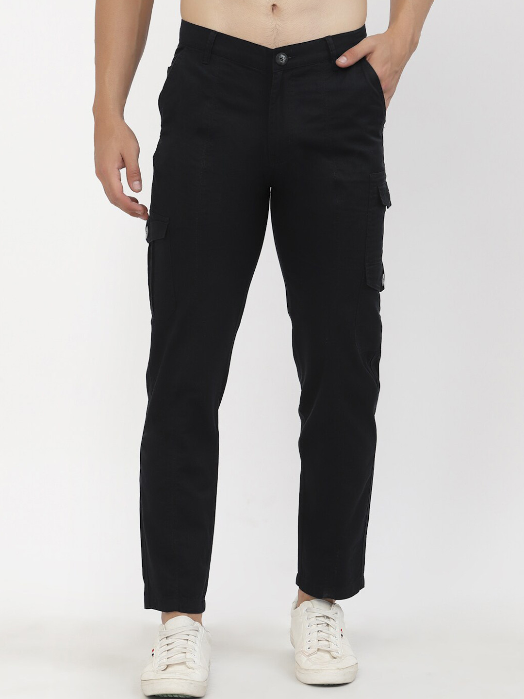 

SAPPER Men Black Cargos Cotton Trousers