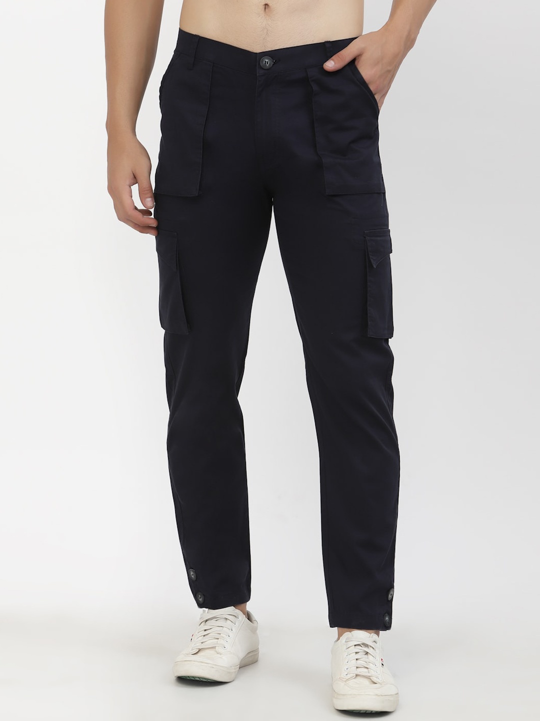 

SAPPER Men Navy Blue Cargos Cotton Trousers