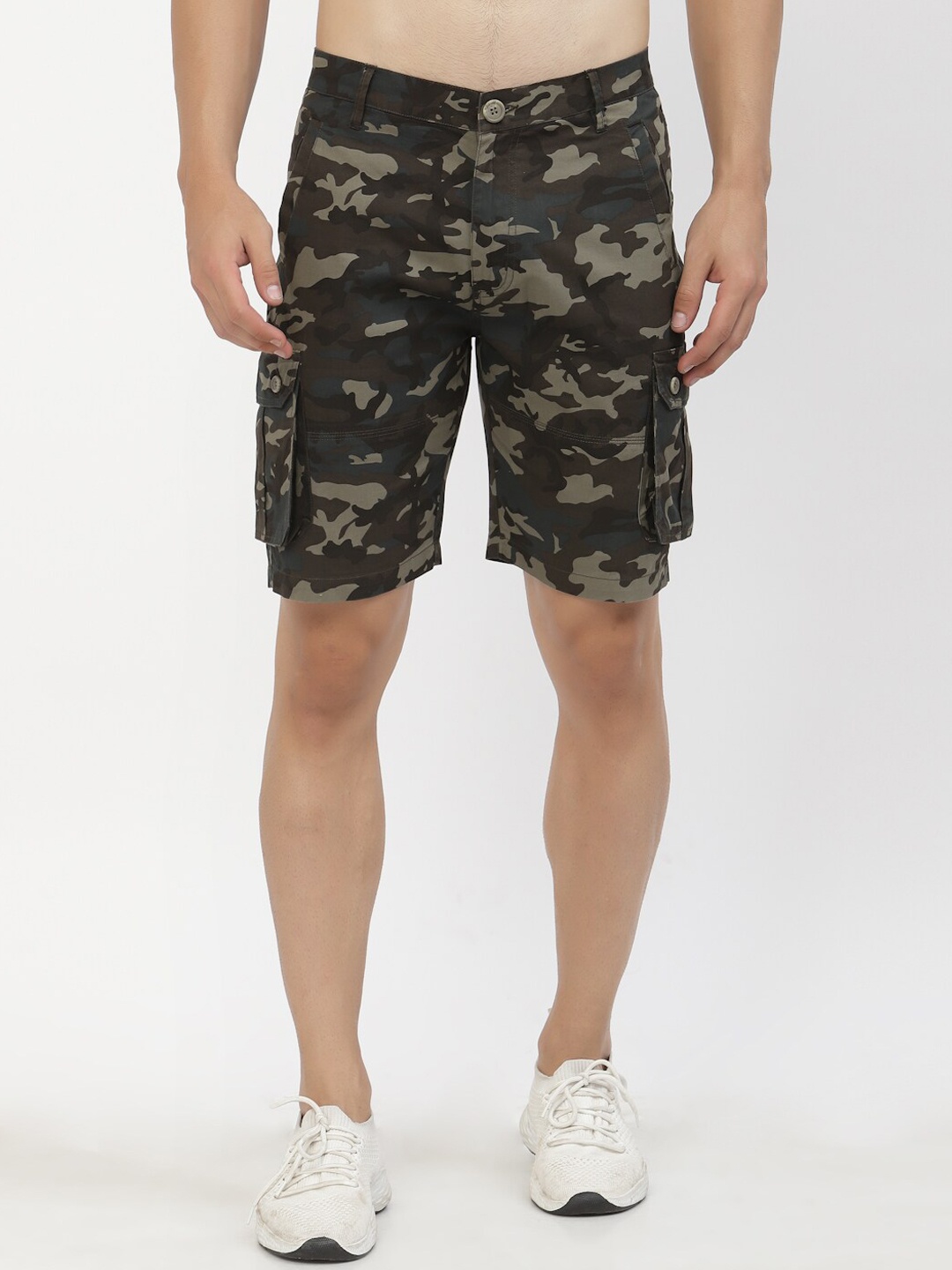 

SAPPER Camouflage Printed Outdoor Cargo Cotton Shorts, Olive