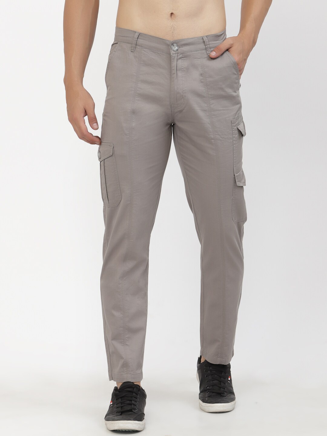 

SAPPER Men Grey Cotton Cargos Trousers