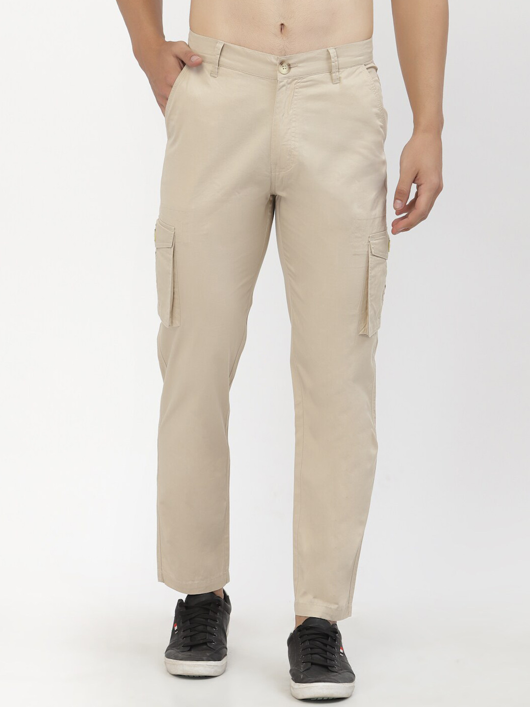 

SAPPER Men Beige Cargos Cotton Trousers