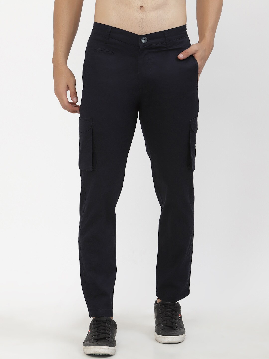 

SAPPER Men Navy Blue Cargos Cotton Trousers