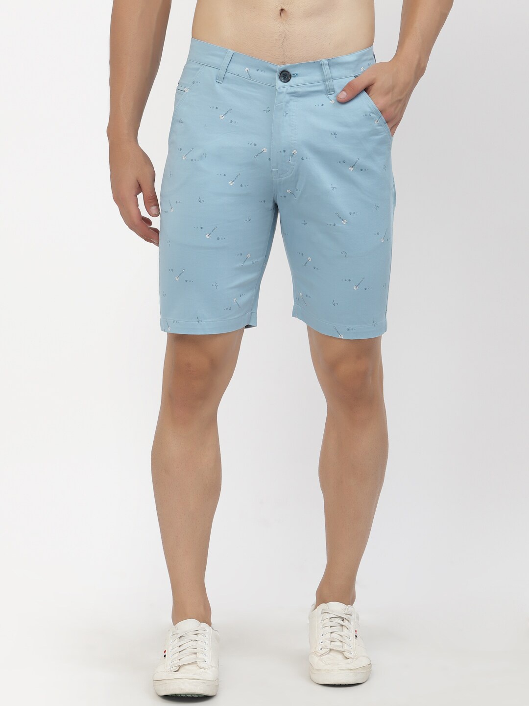 SAPPER Conversational Printed Outdoor Cotton Chino Shorts, Blue