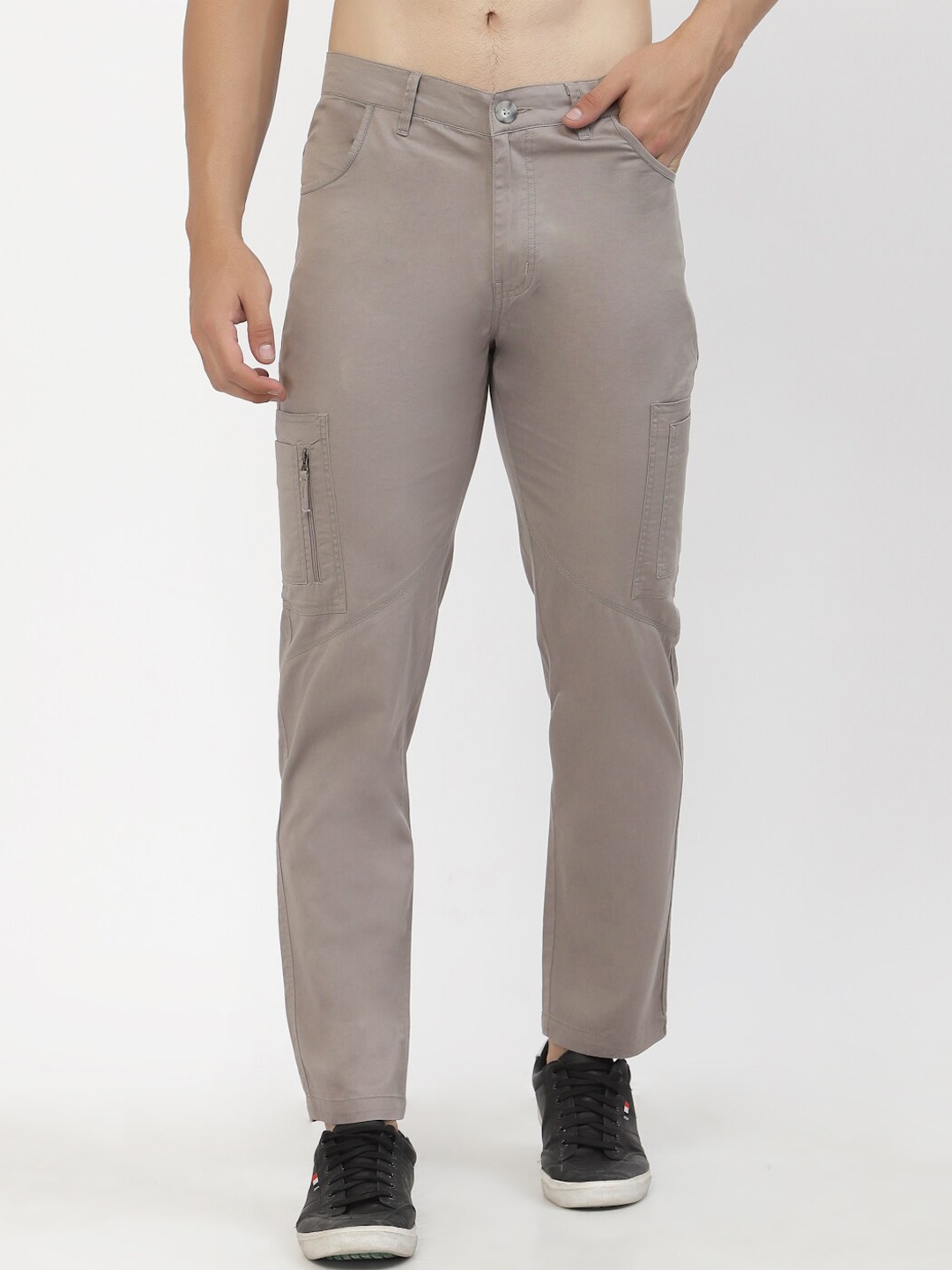 

SAPPER Men Grey Cargos Cotton Trousers