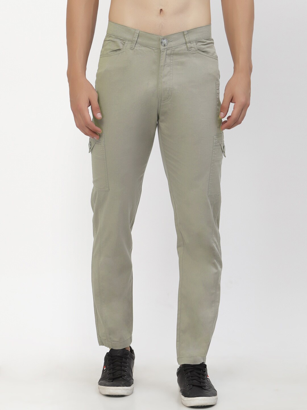 

SAPPER Men Grey Cargos Cotton Trousers