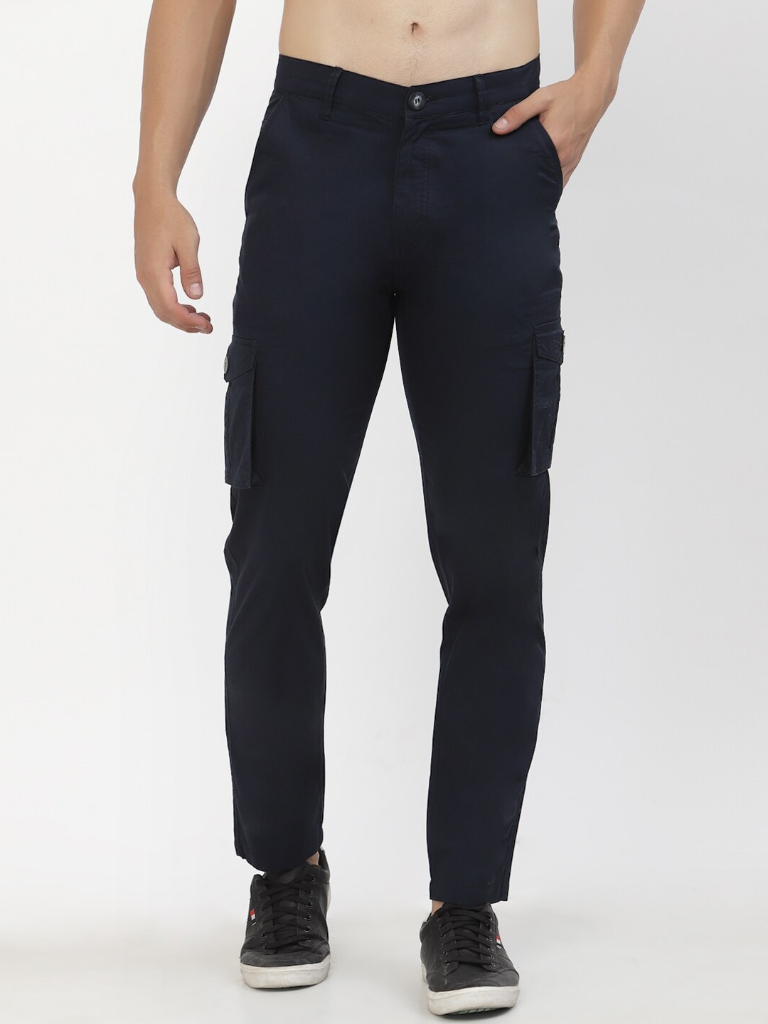 

SAPPER Men Navy Blue Cargos Cotton Trousers