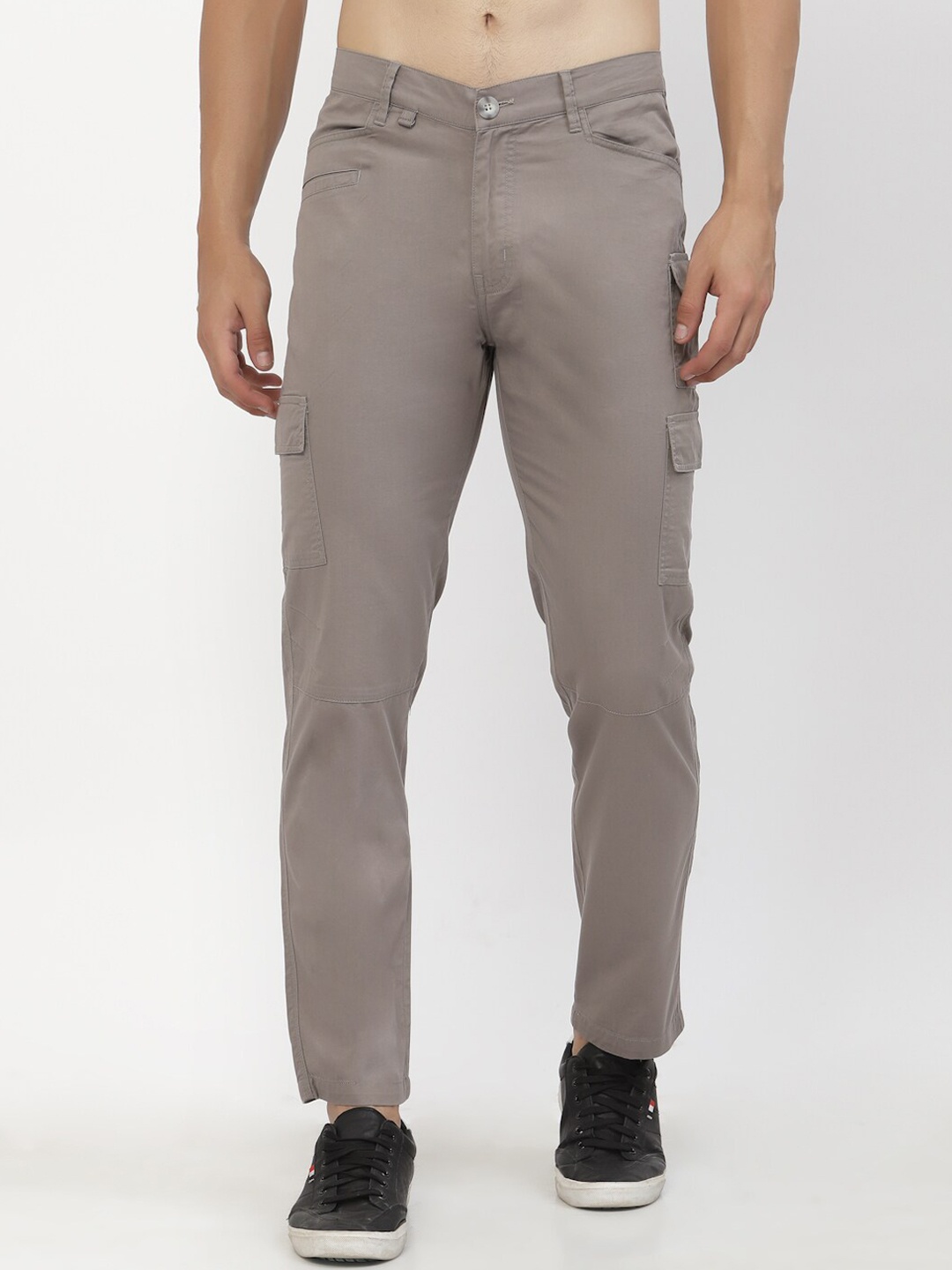 

SAPPER Men Grey Cargos Cotton Trousers
