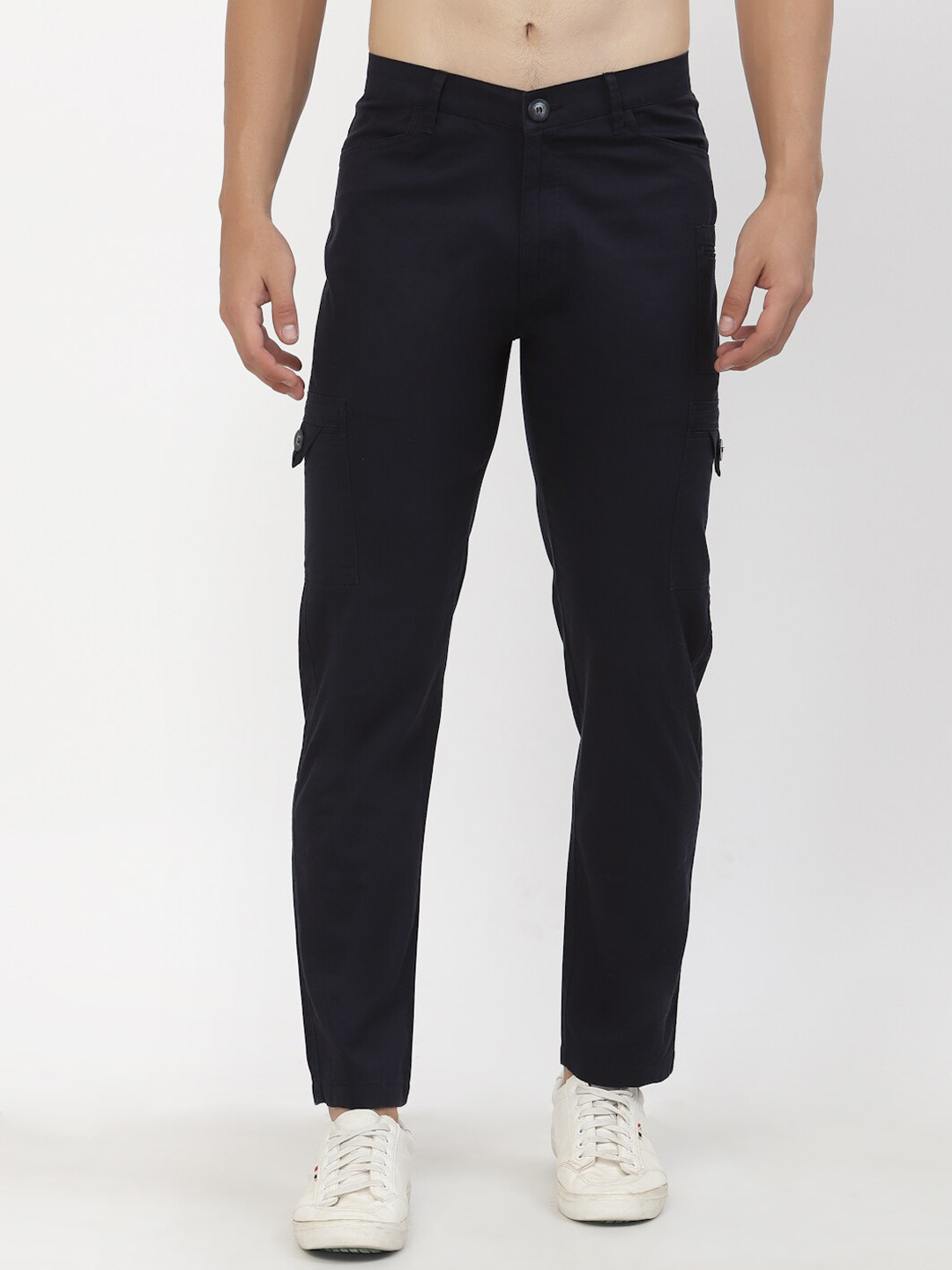 

SAPPER Men Navy Blue Cargos Cotton Trousers