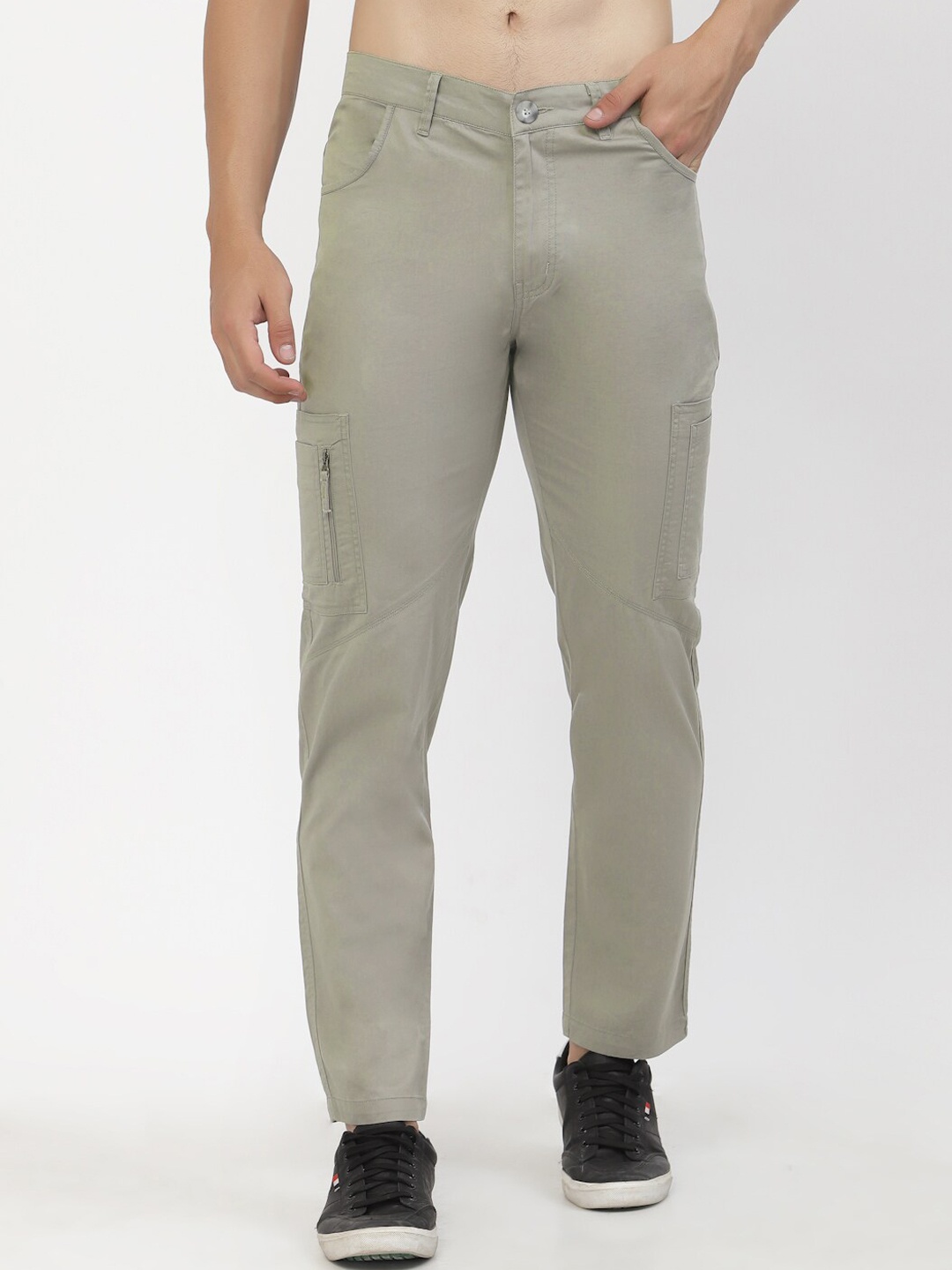 

SAPPER Men Grey Cargos Cotton Trousers
