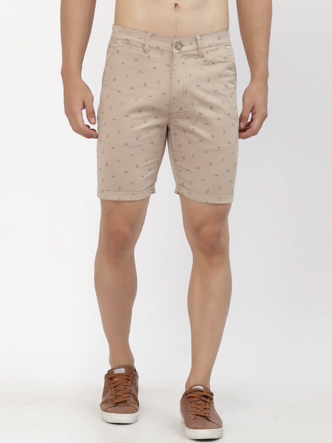 

SAPPER Conversational Printed Outdoor Cotton Chino Shorts, Beige