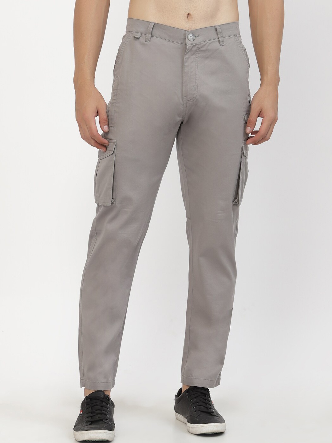 

SAPPER Men Grey Cargos Cotton Trousers