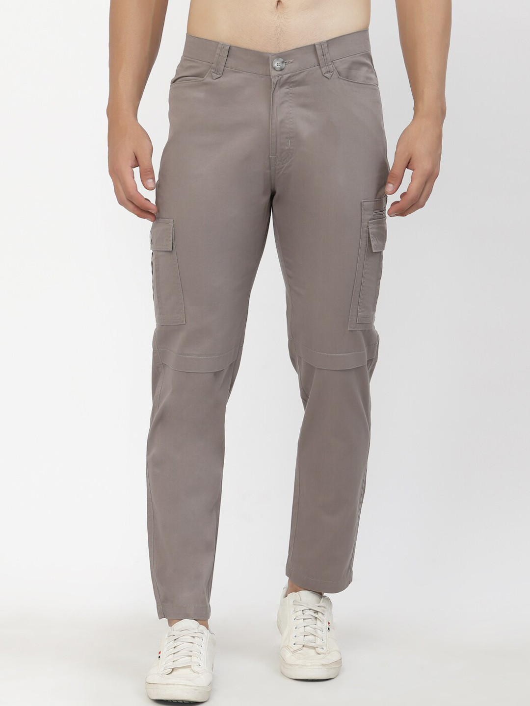 

SAPPER Men Grey Cargos Cotton Trousers