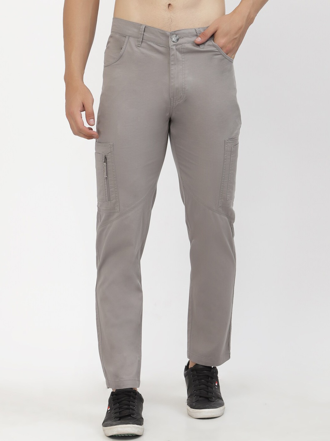 

SAPPER Men Grey Cargos Cotton Trousers