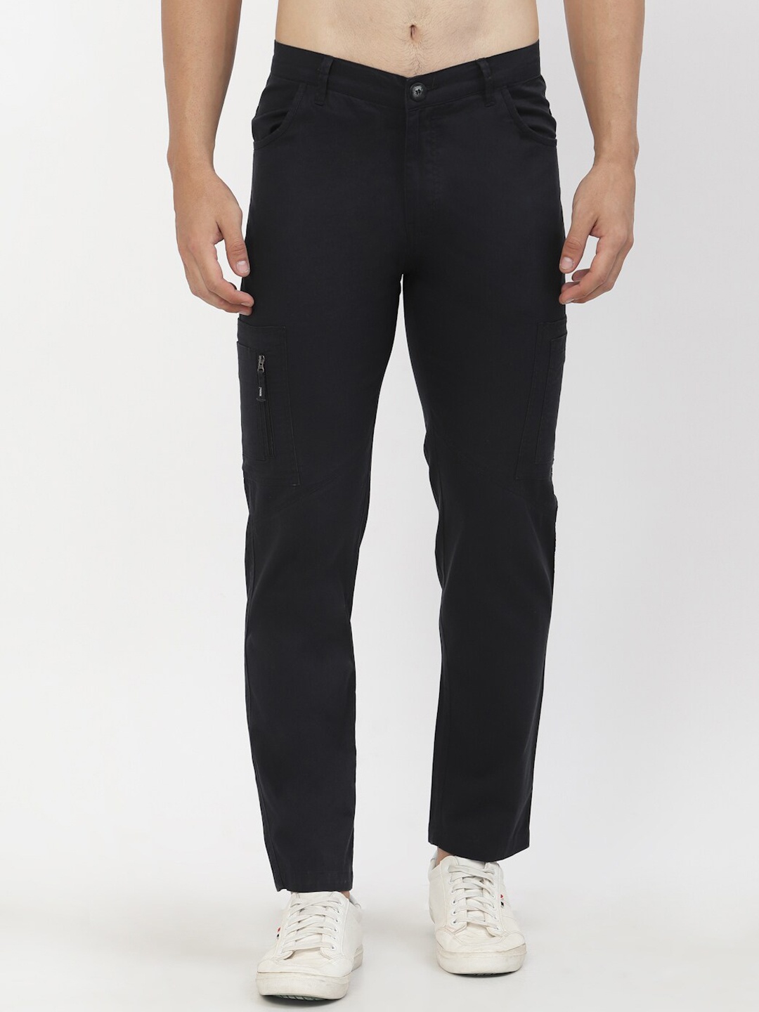 

SAPPER Men Black Cargos Cotton Trousers