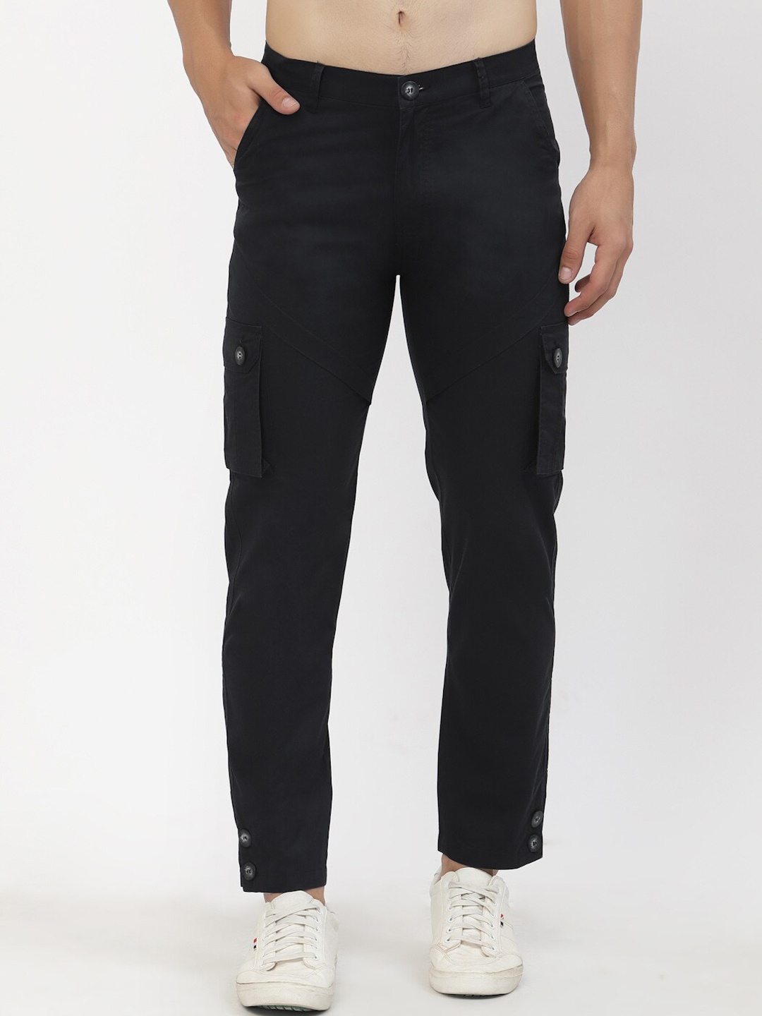 

SAPPER Men Black Cargos Cotton Trousers