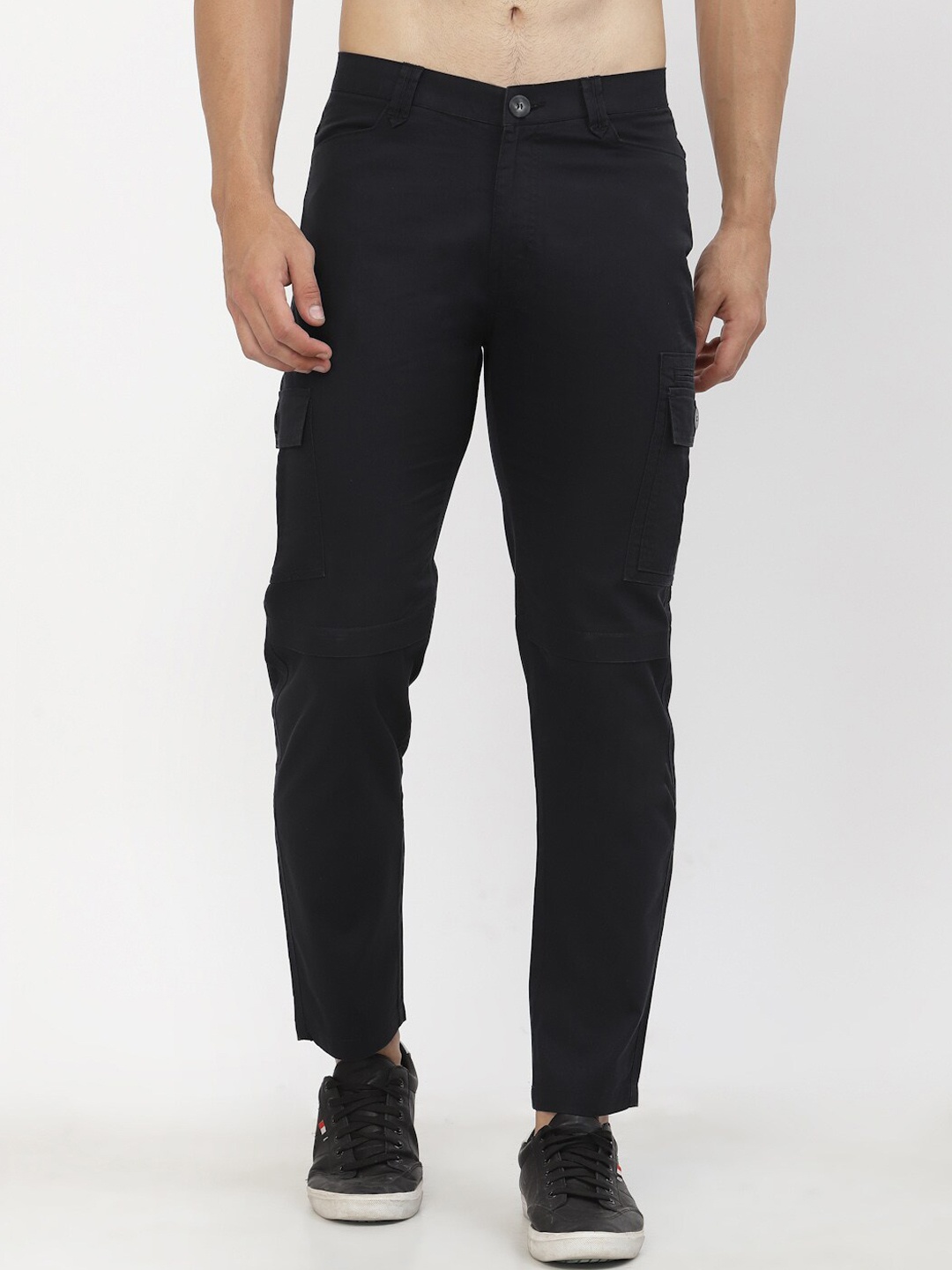 

SAPPER Men Black Cargos Cotton Trousers