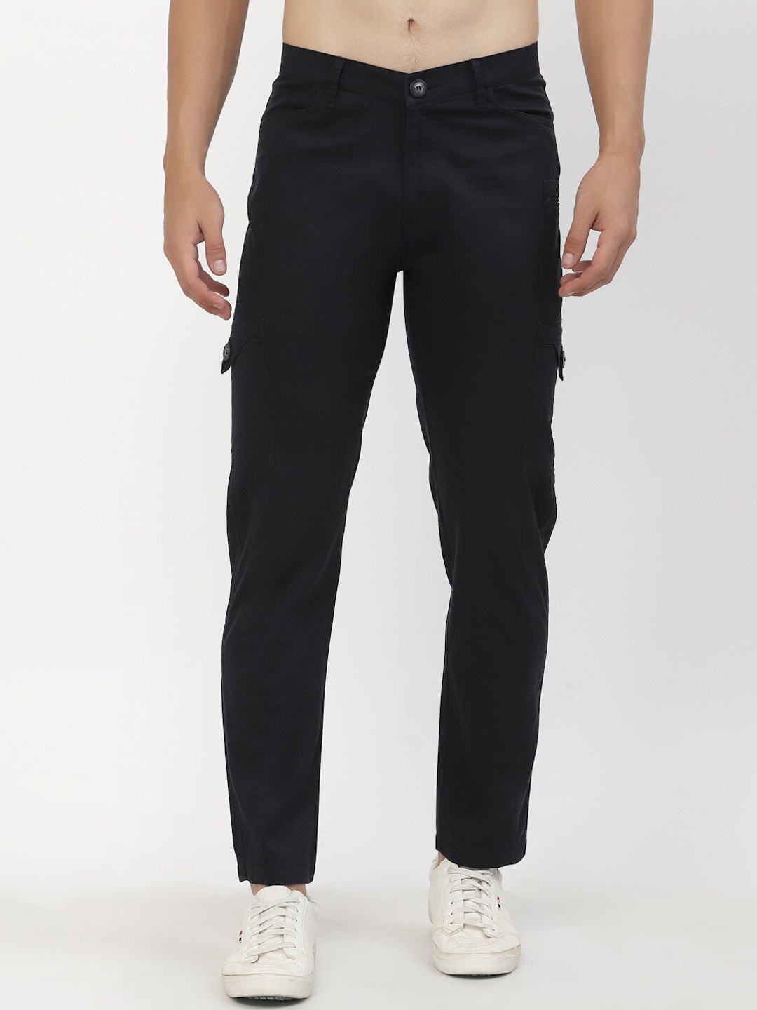 

SAPPER Men Black Cargos Cotton Trousers