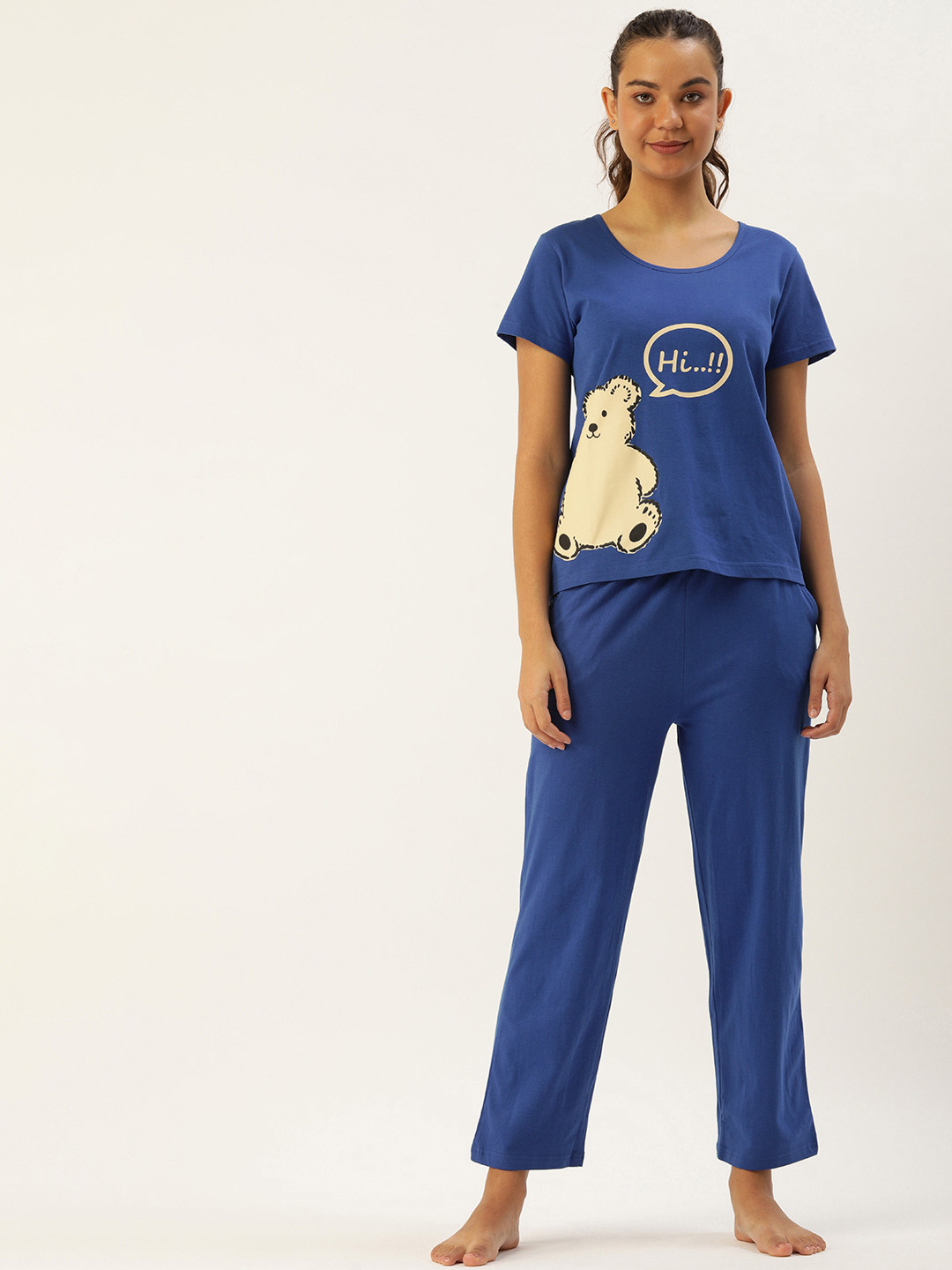 

Slumber Jill Women Blue & Beige Printed Pure Cotton Pyjama Set