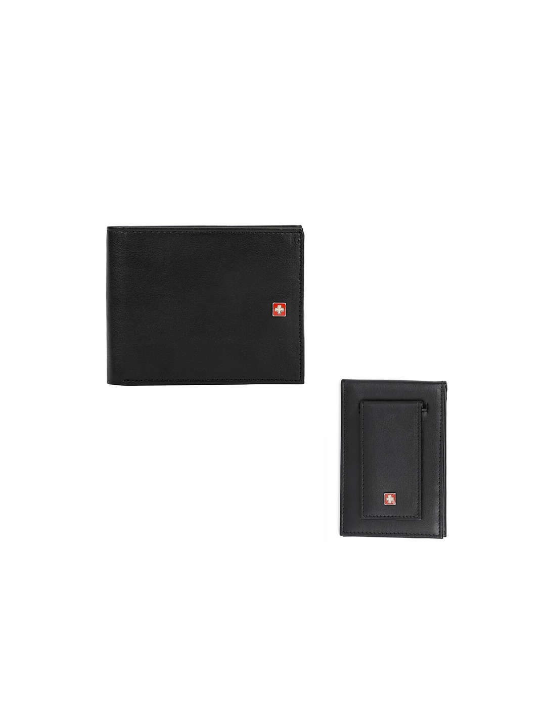 

SWISS MILITARY Pack of 2 Men's Black Leather Wallet