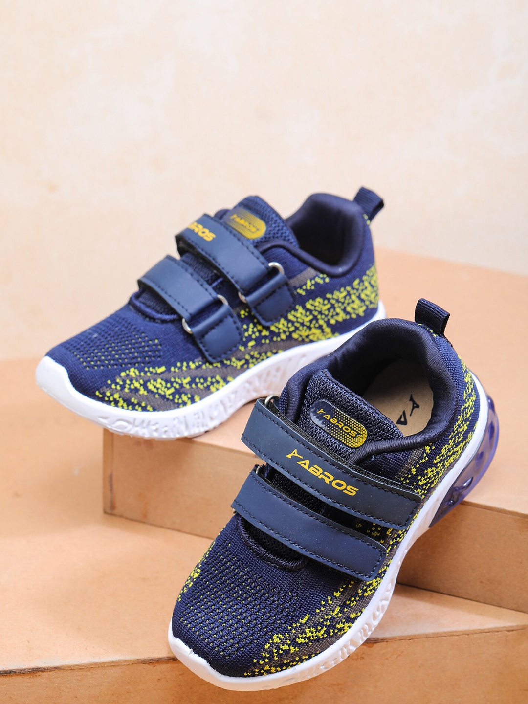 

ABROS Boys Navy Blue Mesh Air Velcro Walking Shoes