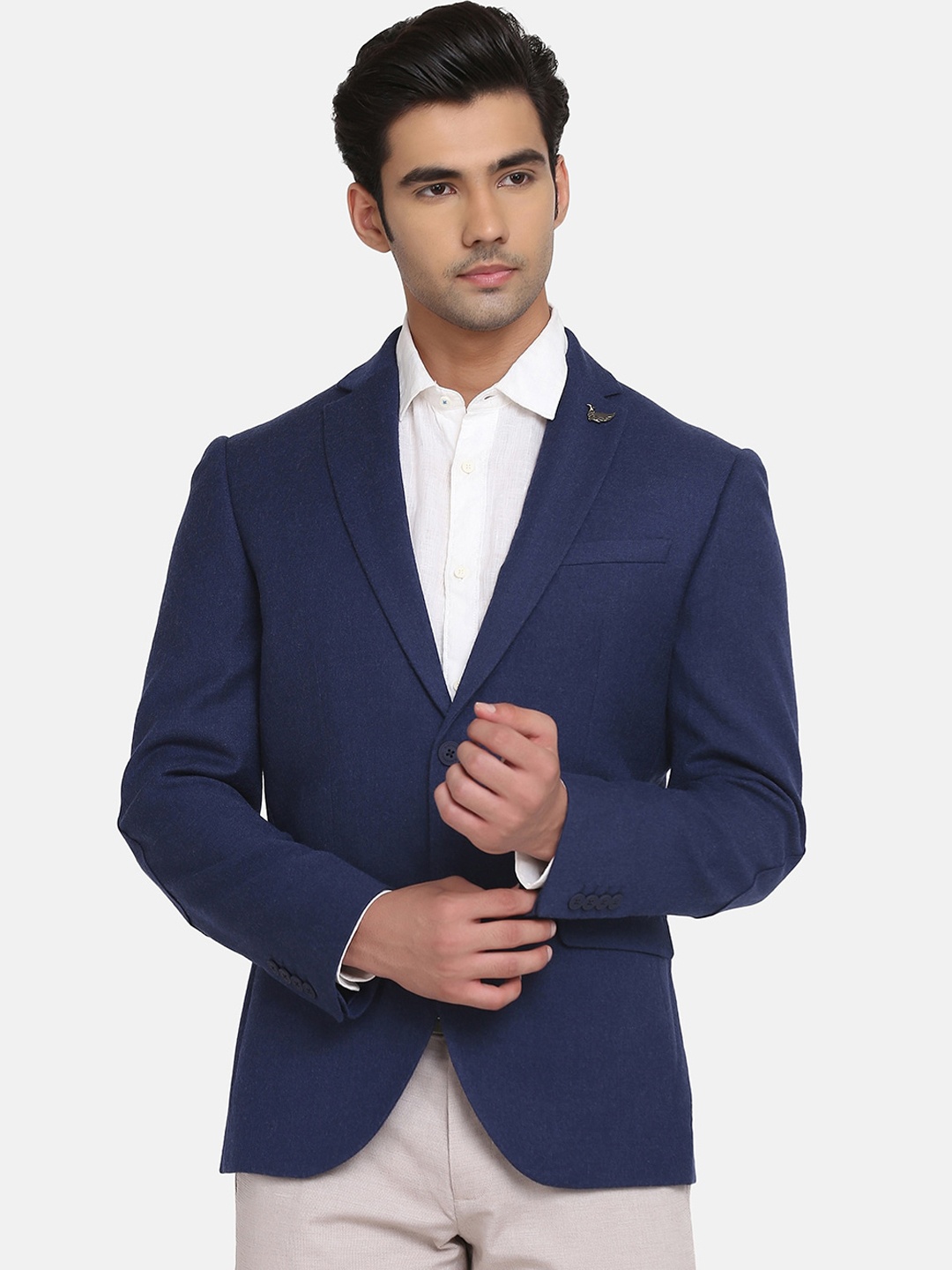 

Blackberrys Single-Breasted Pure Wool Blazer, Navy blue
