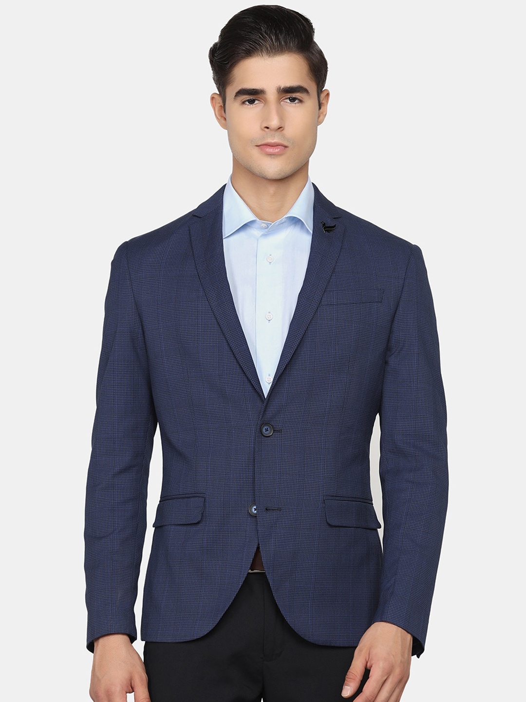 

Blackberrys Checked Single-Breasted Slim-Fit Formal Blazer, Blue