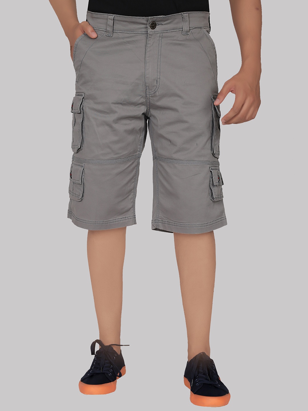 

AEROCRAFT Men Grey Cotton Cargo Shorts
