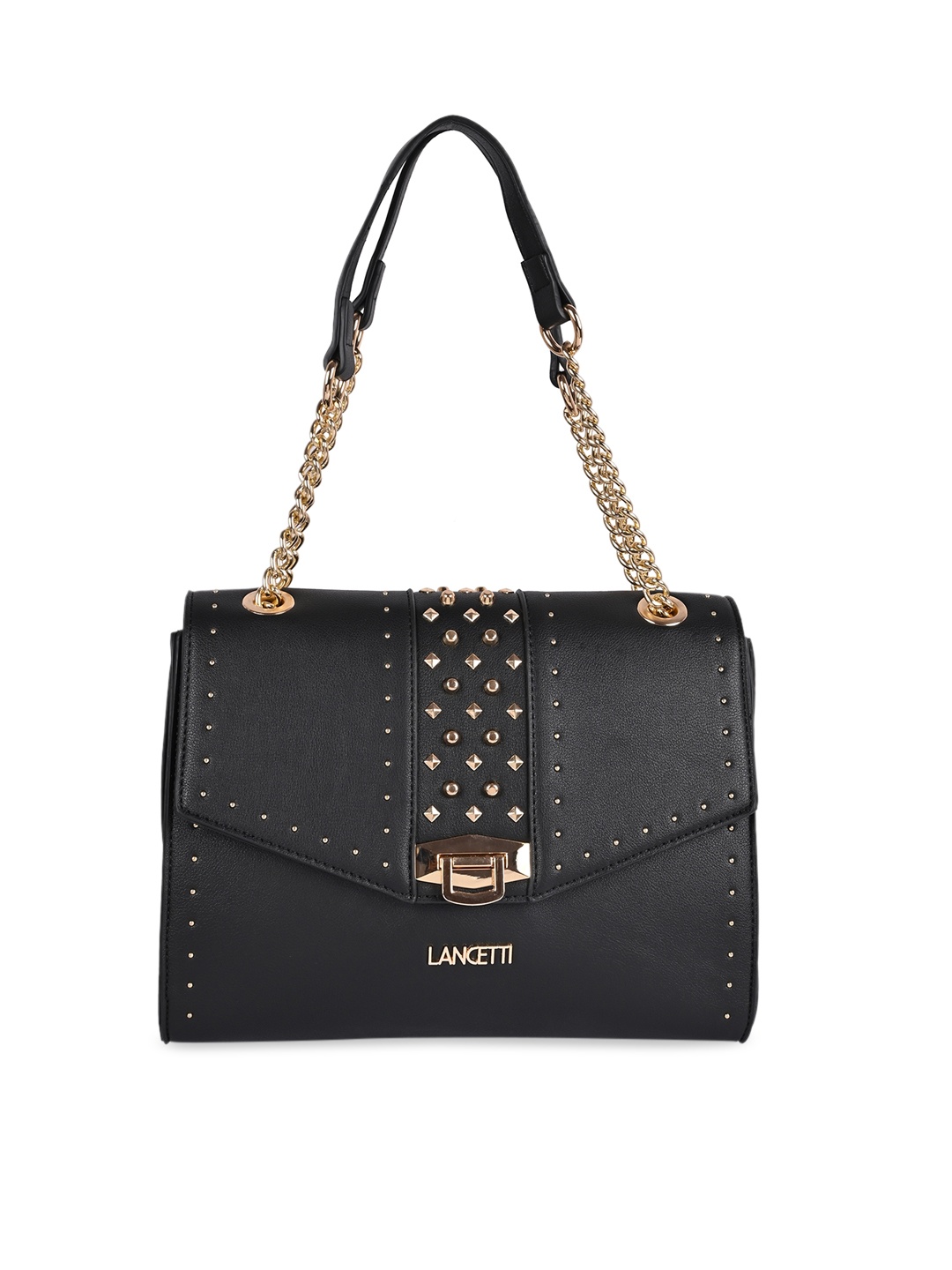 

LANCETTI Women Black Embellished Structured Handheld Bag