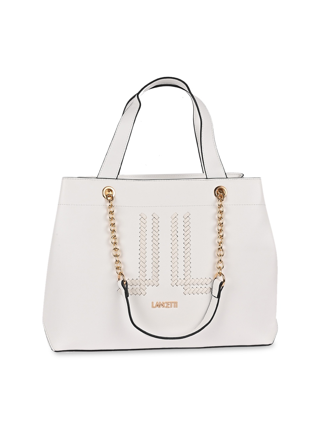 

LANCETTI Women Posh Moda Structured Handheld Bag, White