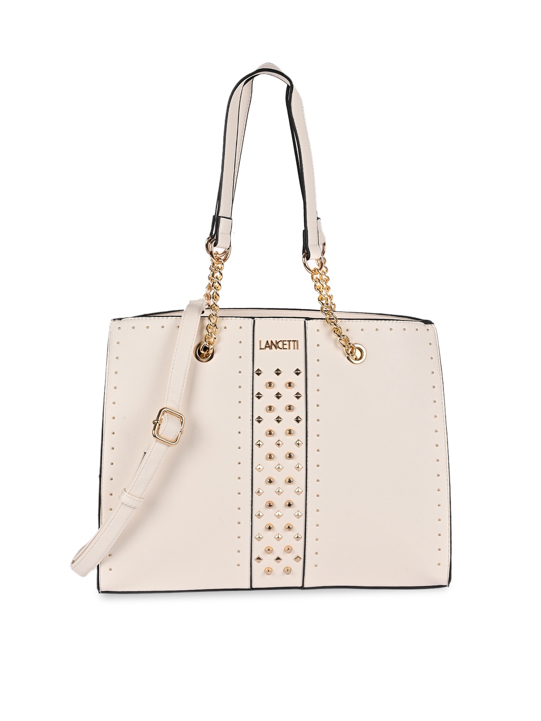 

LANCETTI Women Off White Embellished Swagger Shoulder Bag