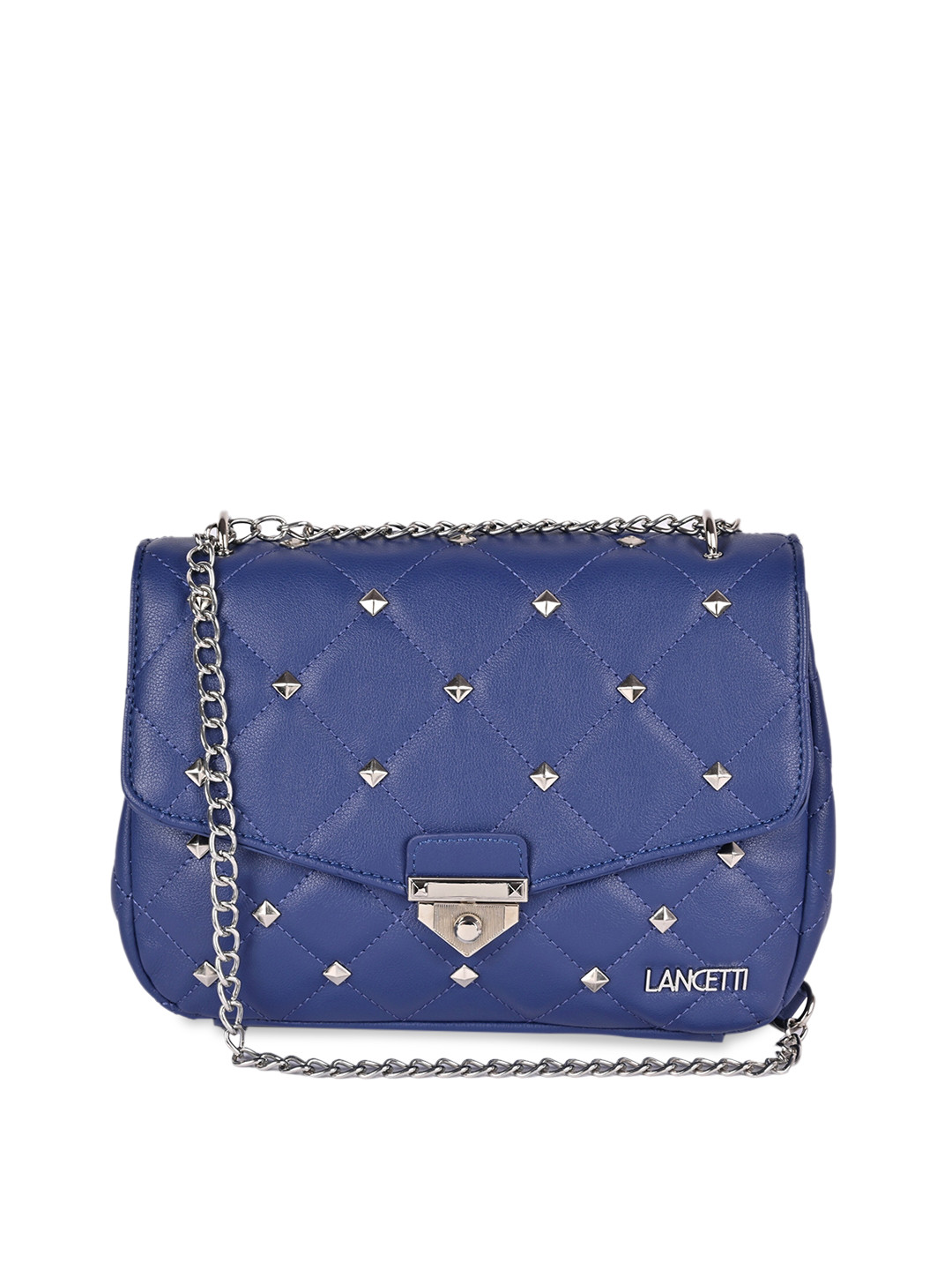 

LANCETTI Women Blue Embellished Swagger Sling Bag with Quilted