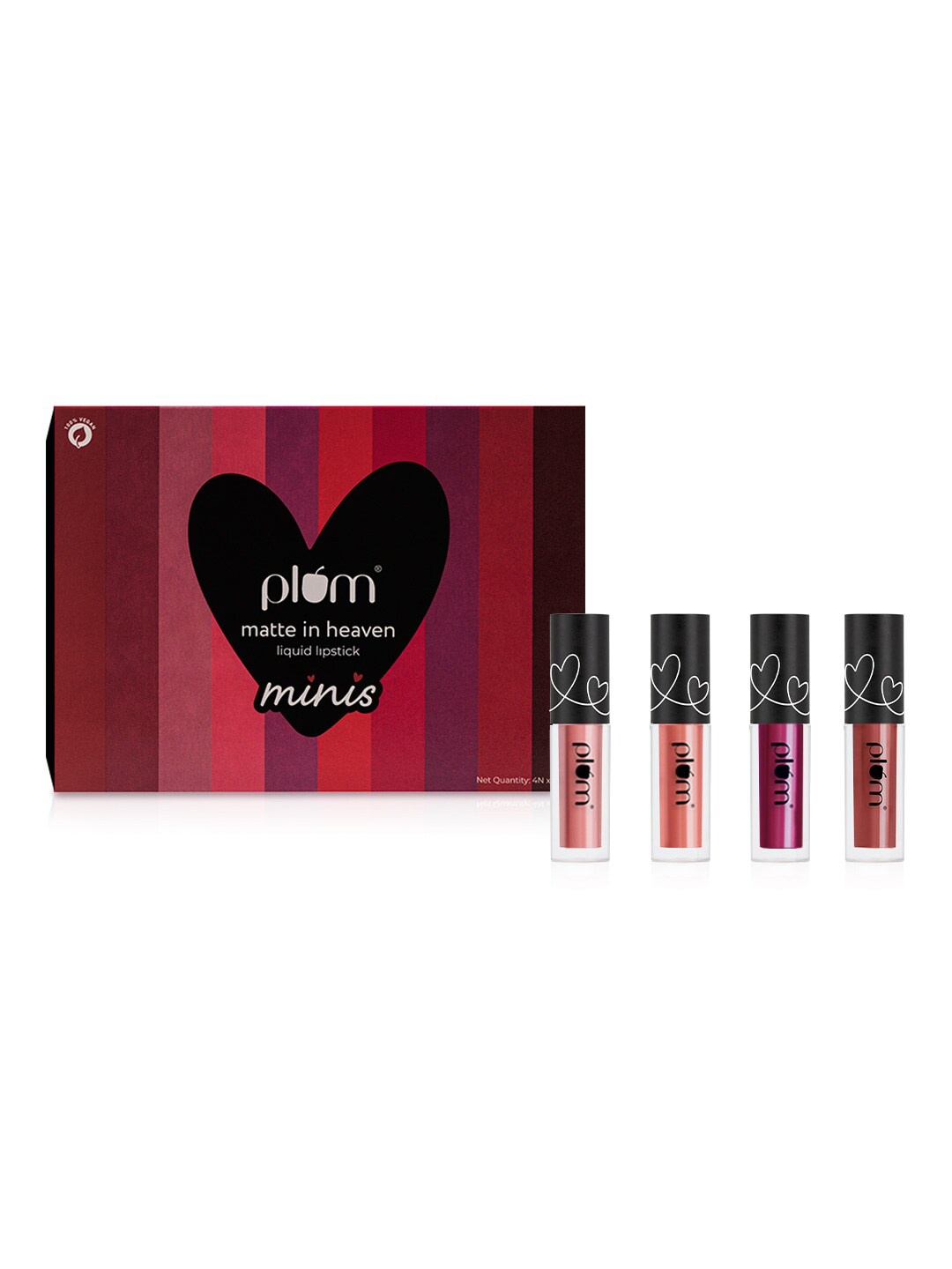 

Plum Set Of 4 Smudge-Proof Matte In Heaven Mini Liquid Lipsticks - 1.5ml Each, Purple