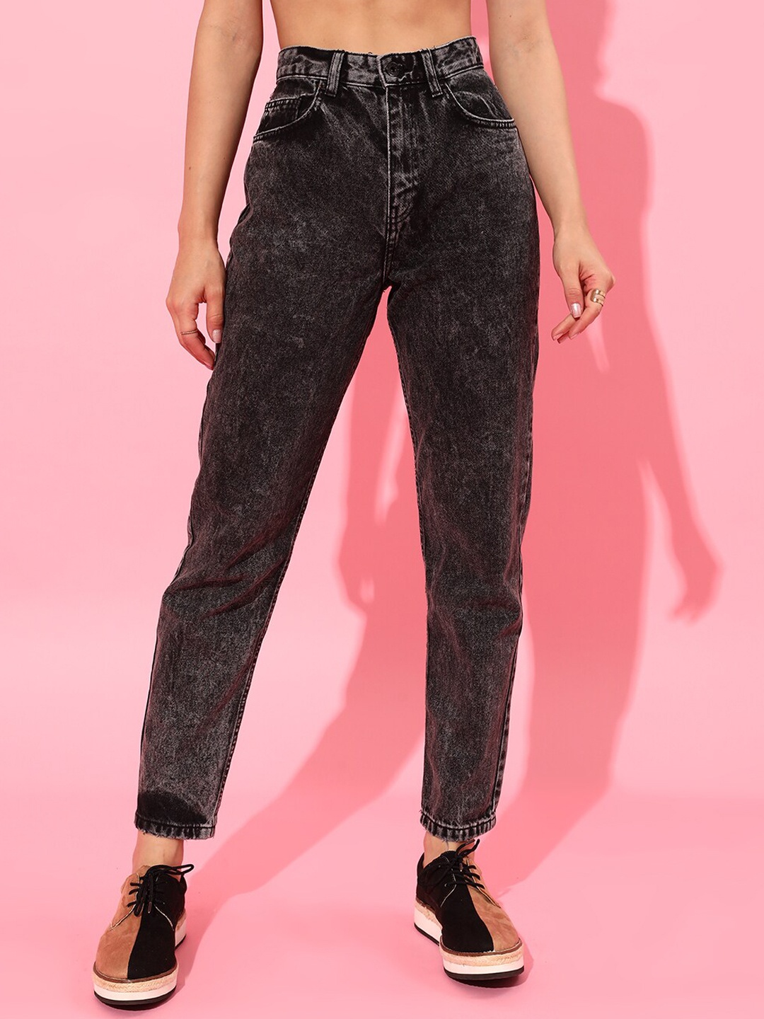 

STREET 9 Women High-Rise Mom Fit Cropped Jeans, Black