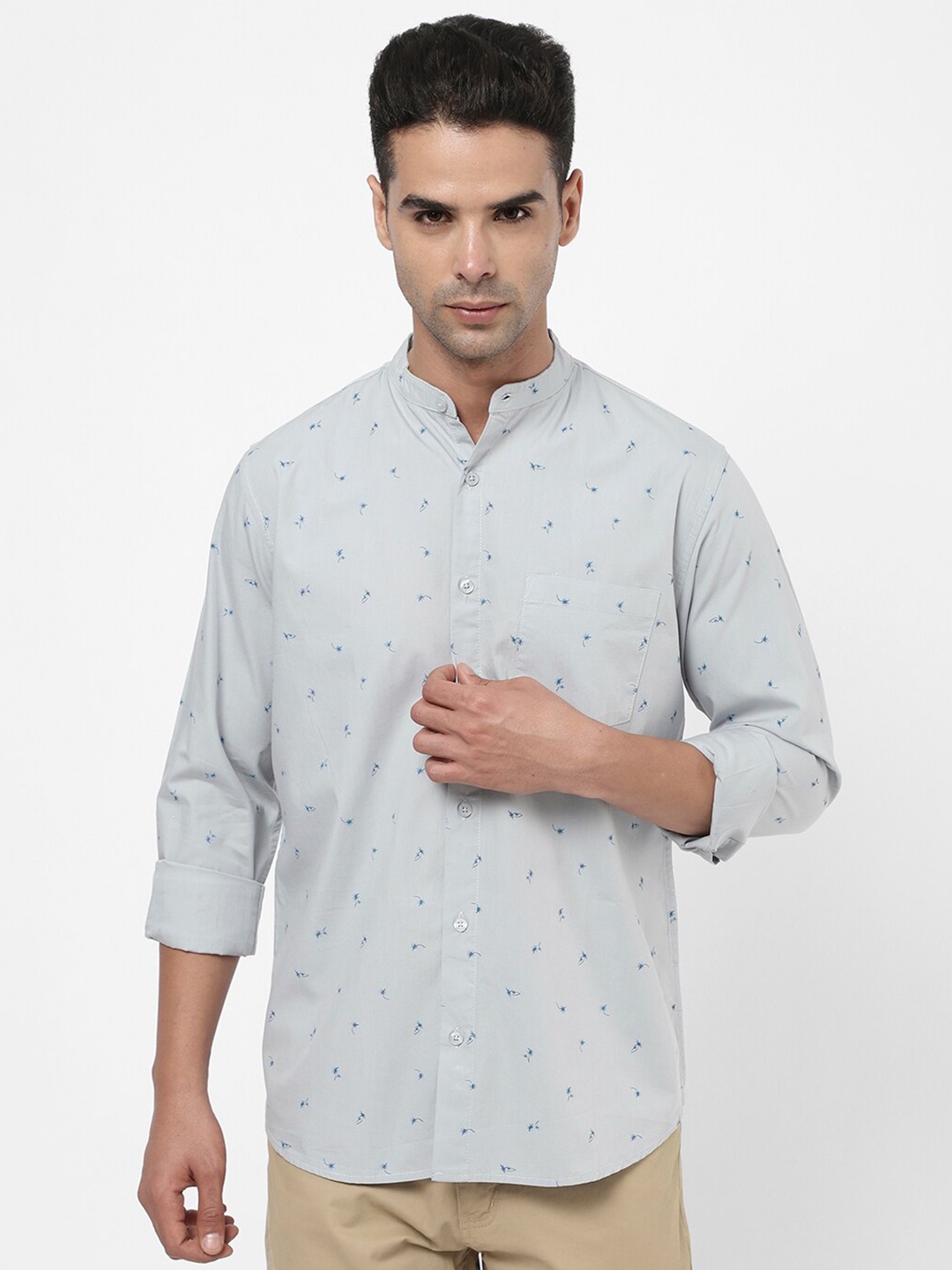 

R&B Men Green Printed Casual Shirt