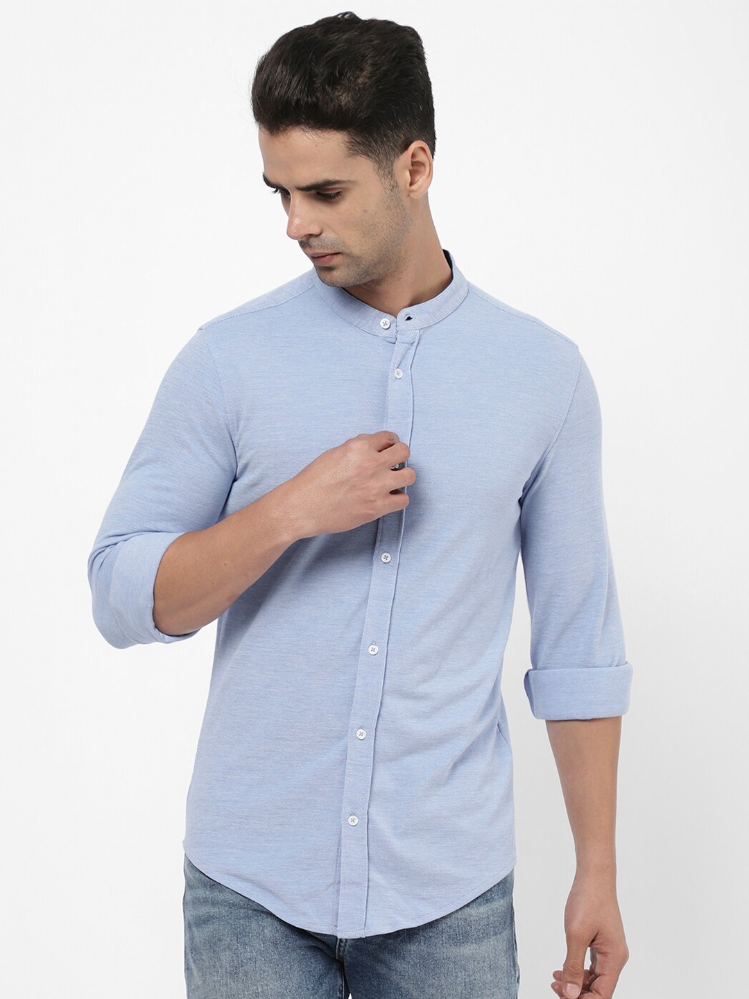 

R&B Men Blue Cotton Casual Shirt