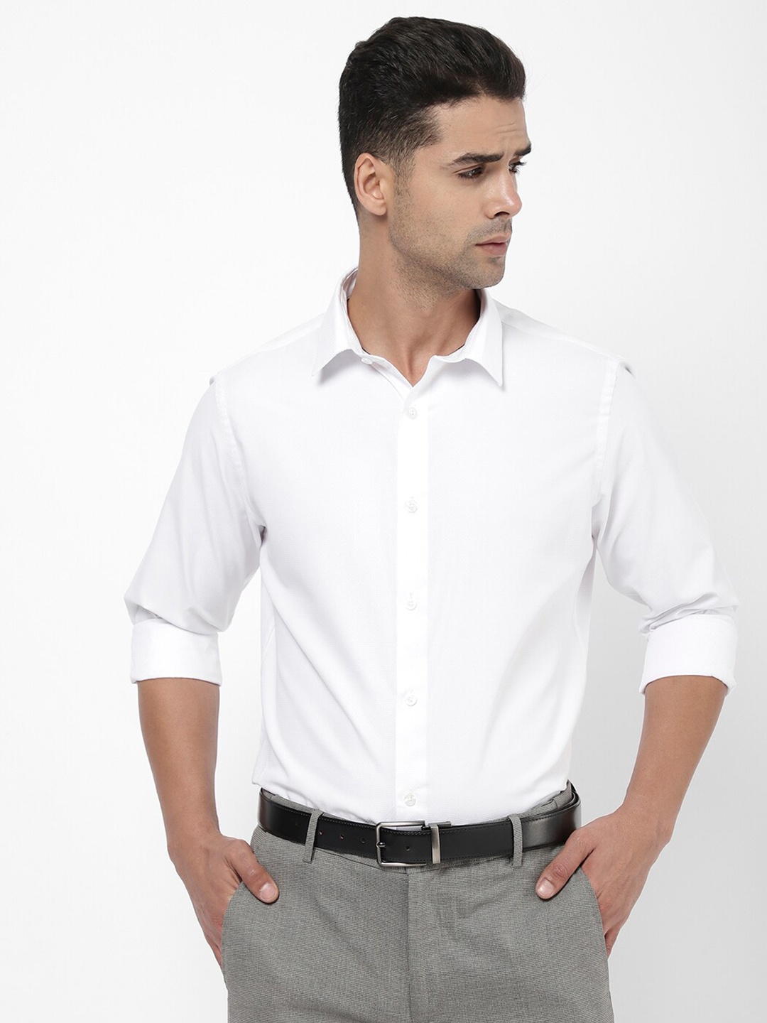 

R&B Men White Cotton Formal Shirt