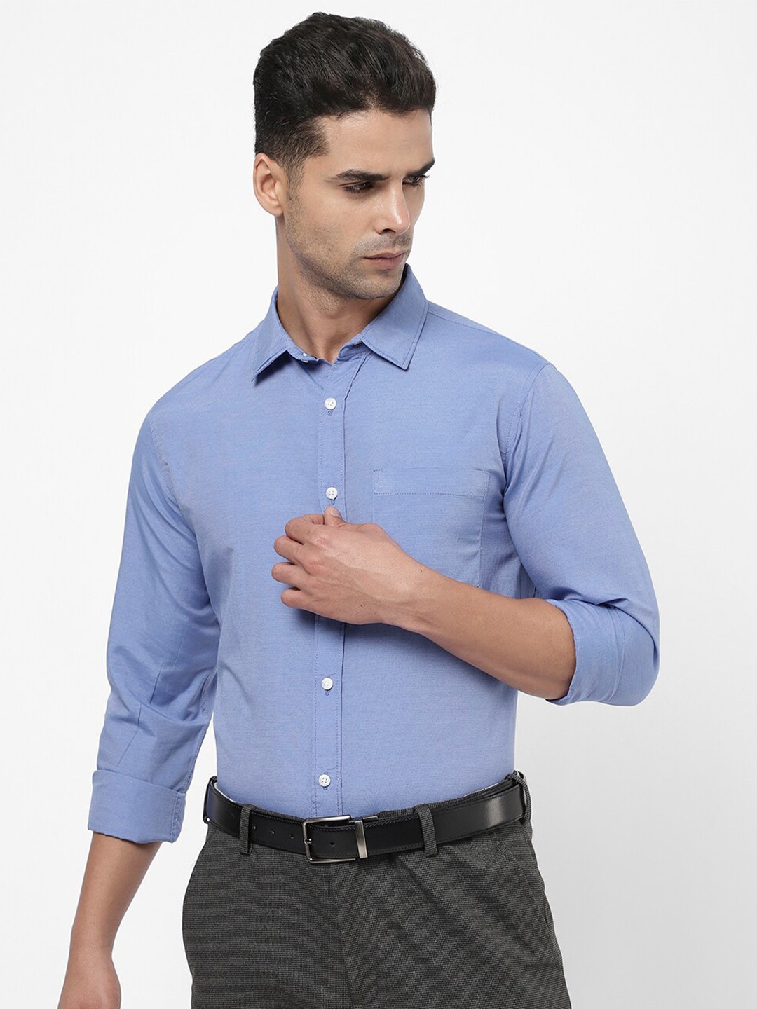

R&B Men Blue Cotton Formal Shirt