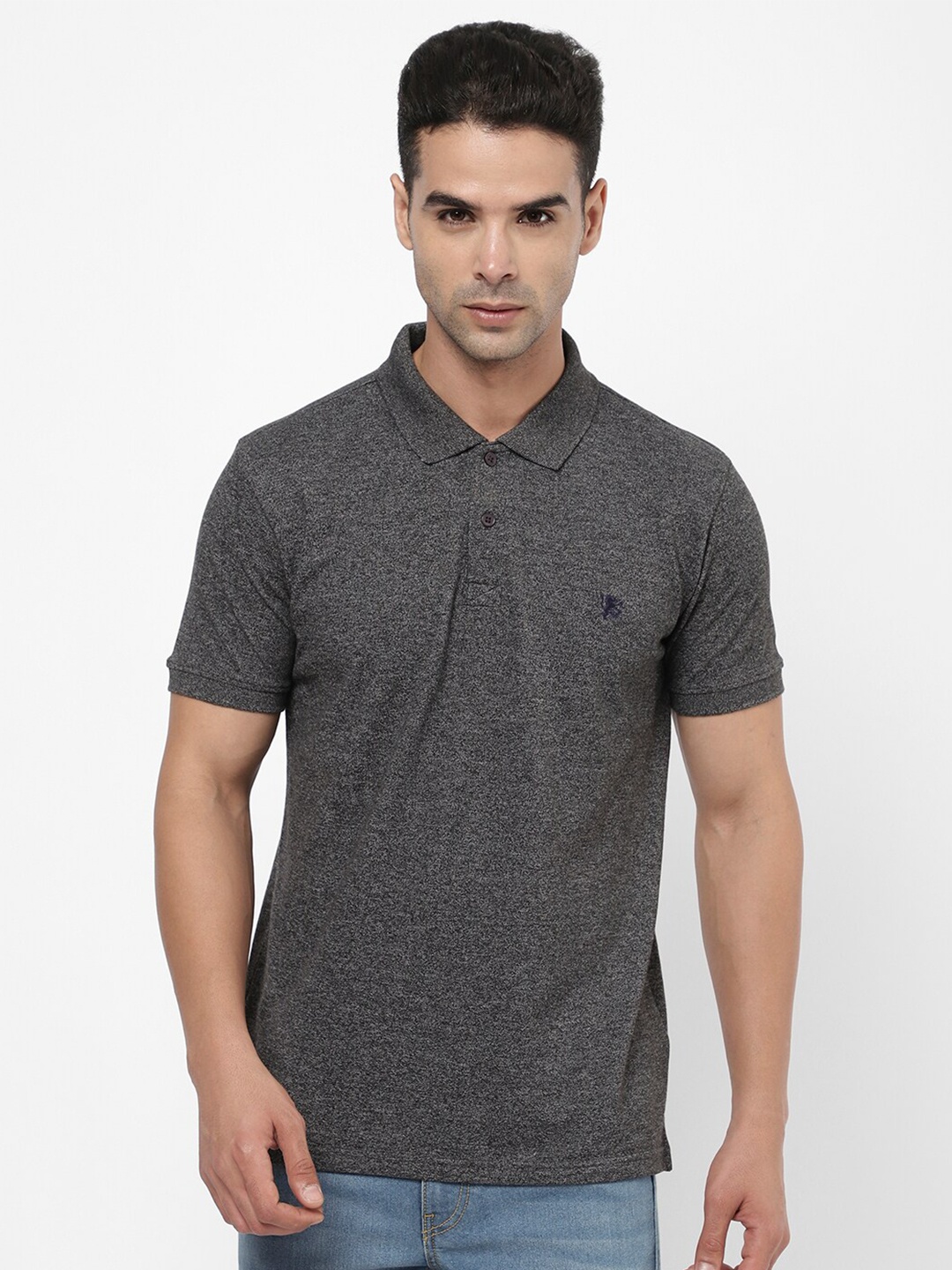 

R&B Men Blue Polo Collar T-shirt