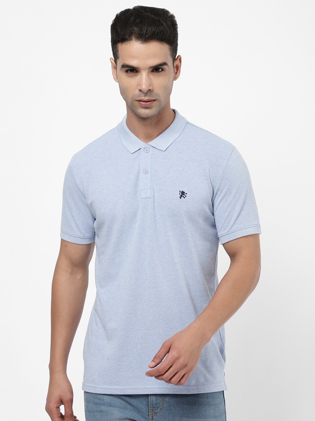 

R&B Men Blue Polo Collar T-shirt