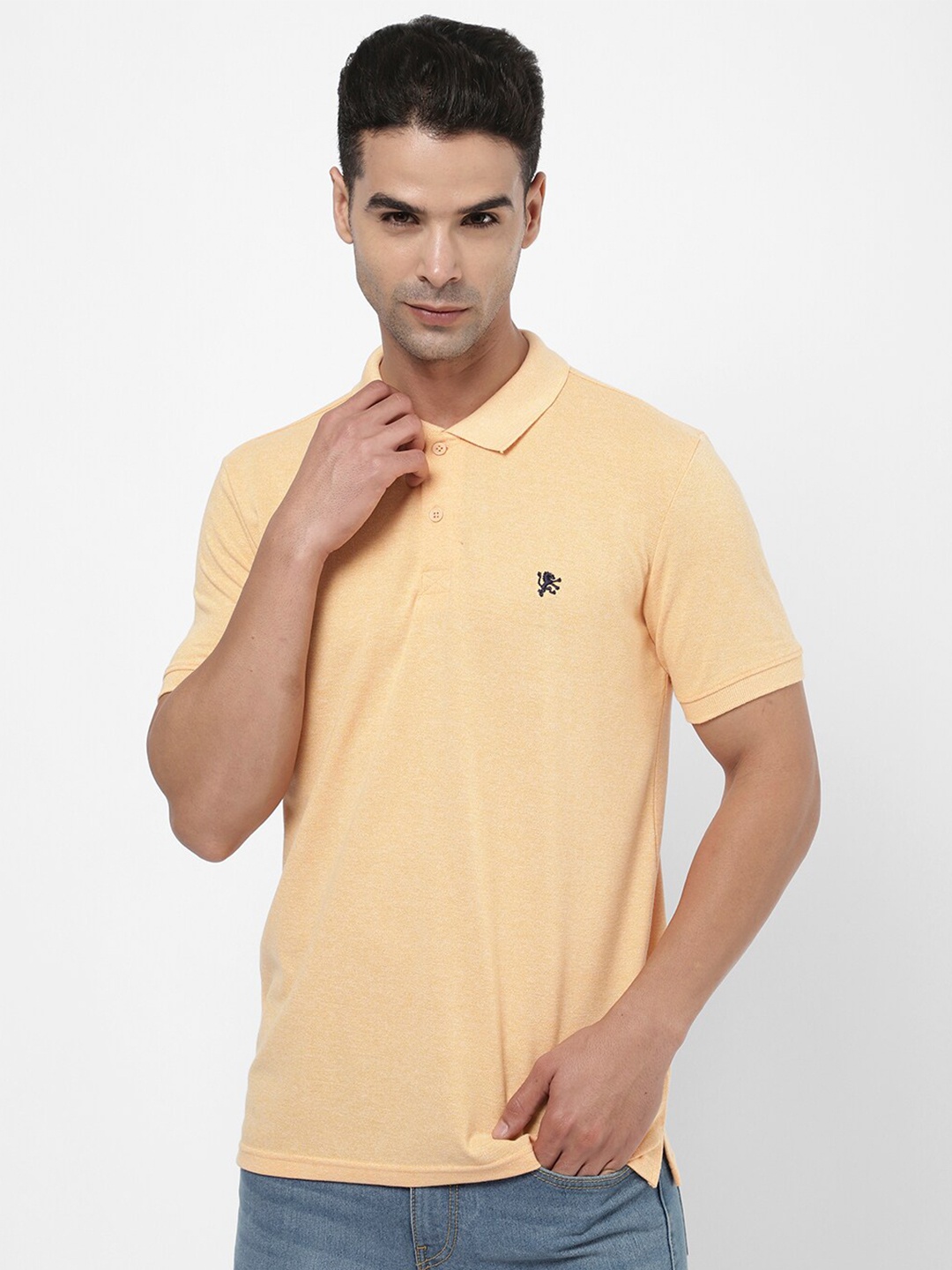 

R&B Men Orange Polo Collar T-shirt