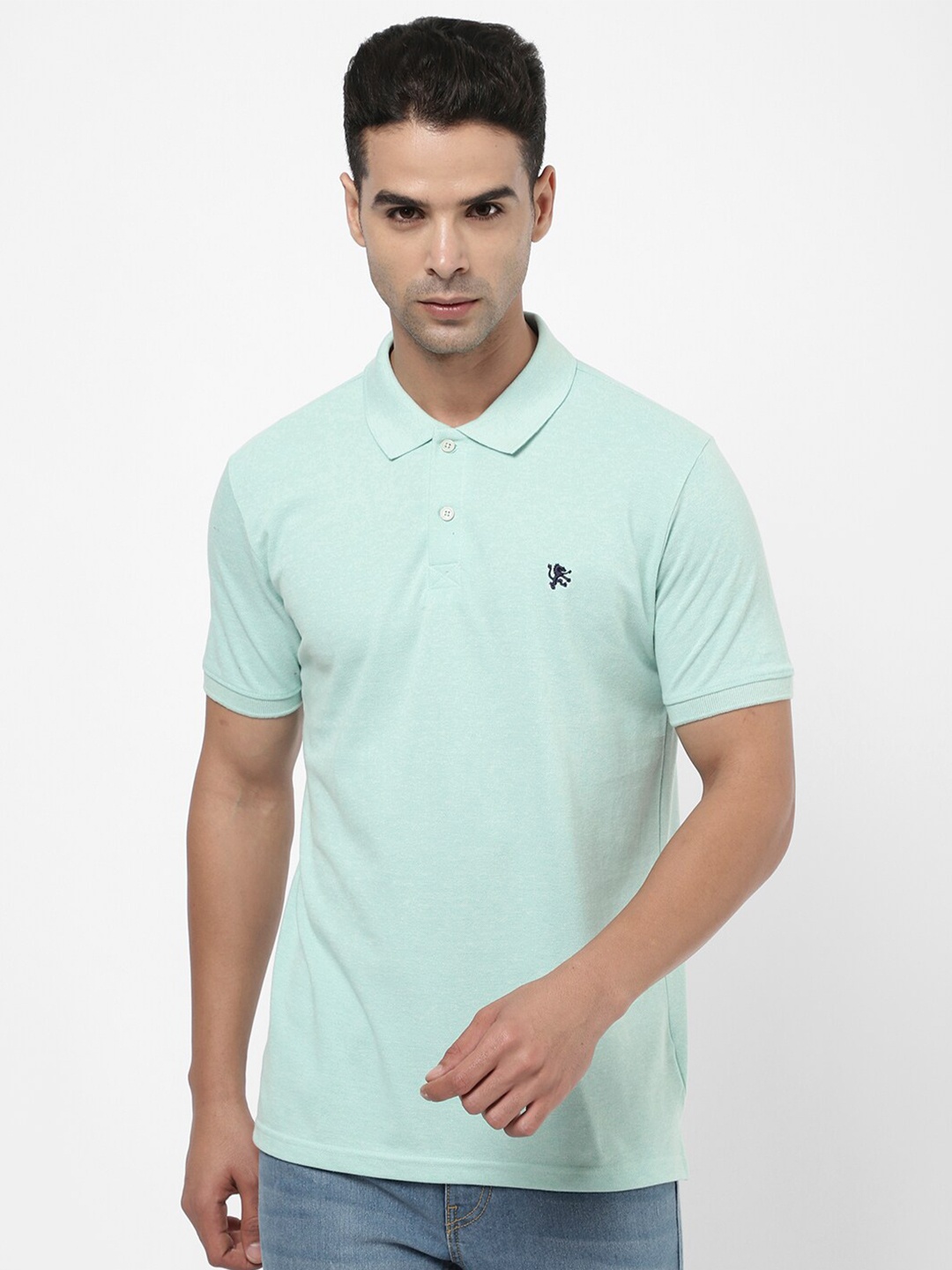 

R&B Men Blue Polo Collar T-shirt