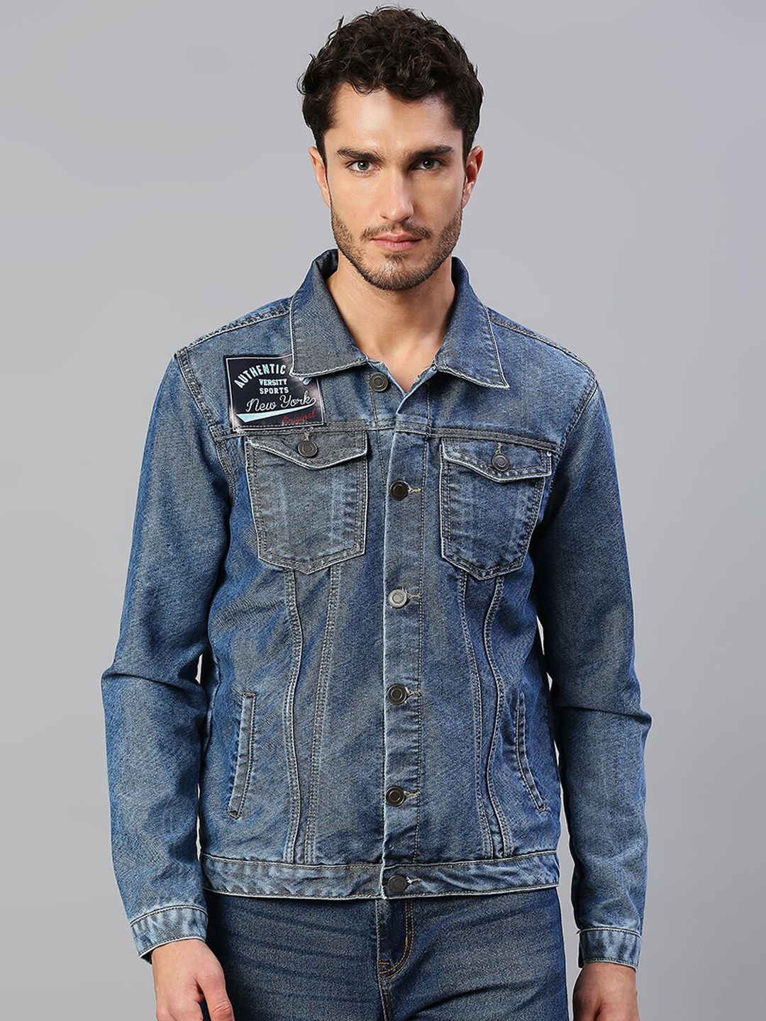 

Hubberholme Men Blue Cotton Washed Lightweight Outdoor Denim Jacket