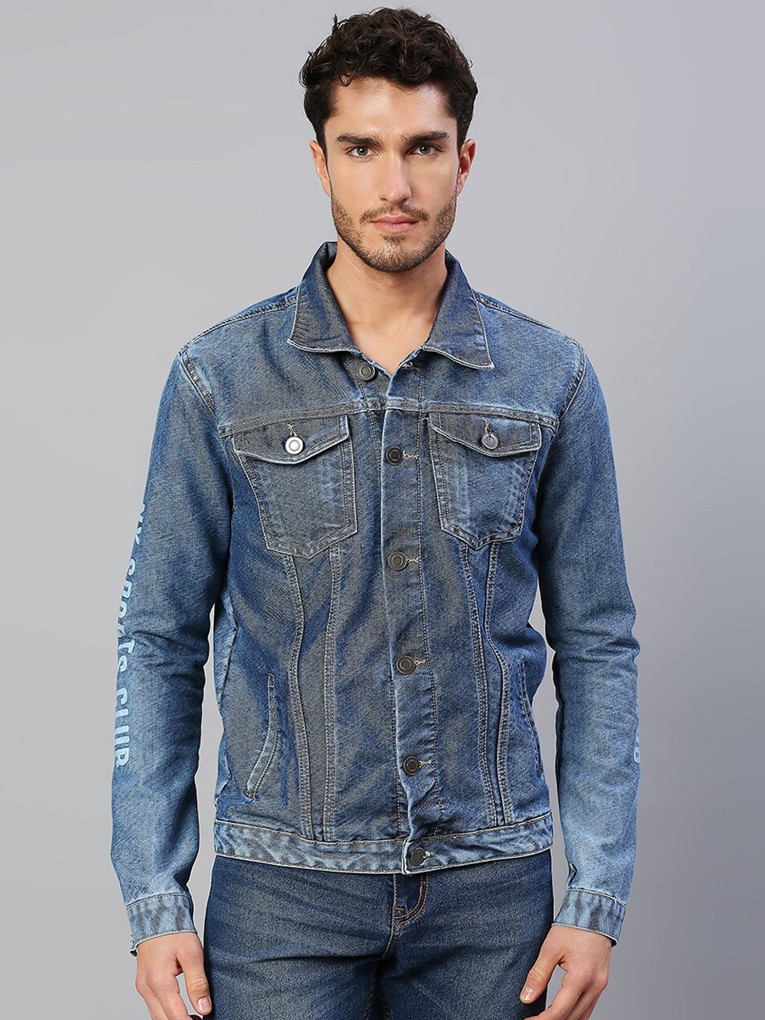 

Hubberholme Men Blue Cotton Washed Lightweight Outdoor Denim Jacket