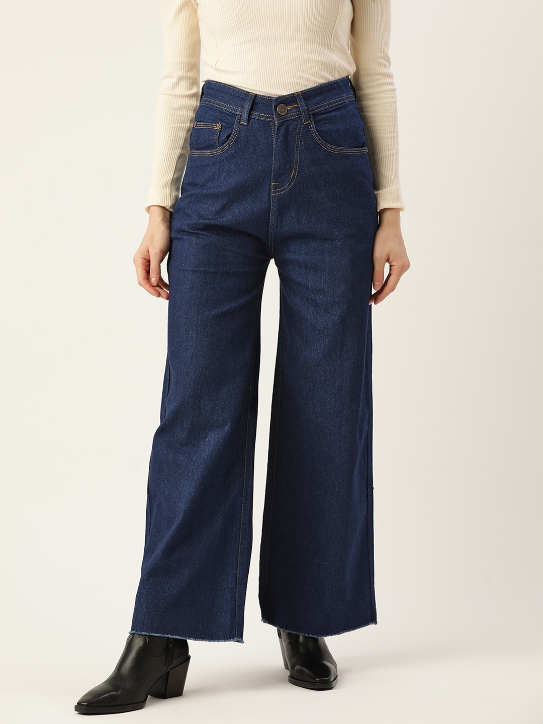 

PARIS HAMILTON Women Blue Flared High-Rise Stretchable Jeans