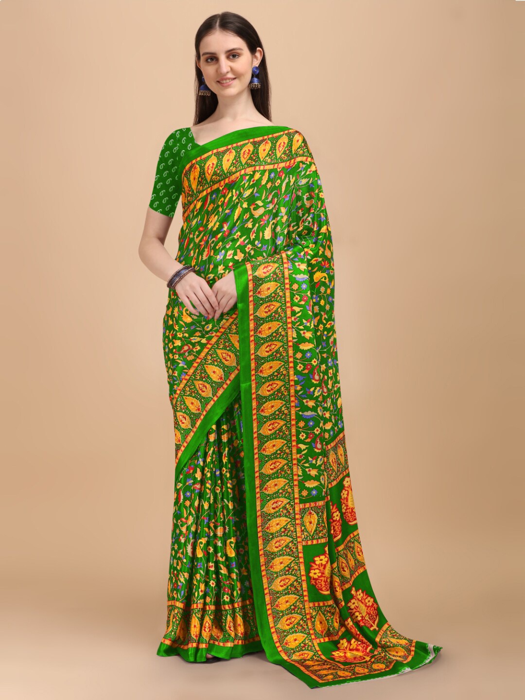 

Kasak Green & Red Floral Saree