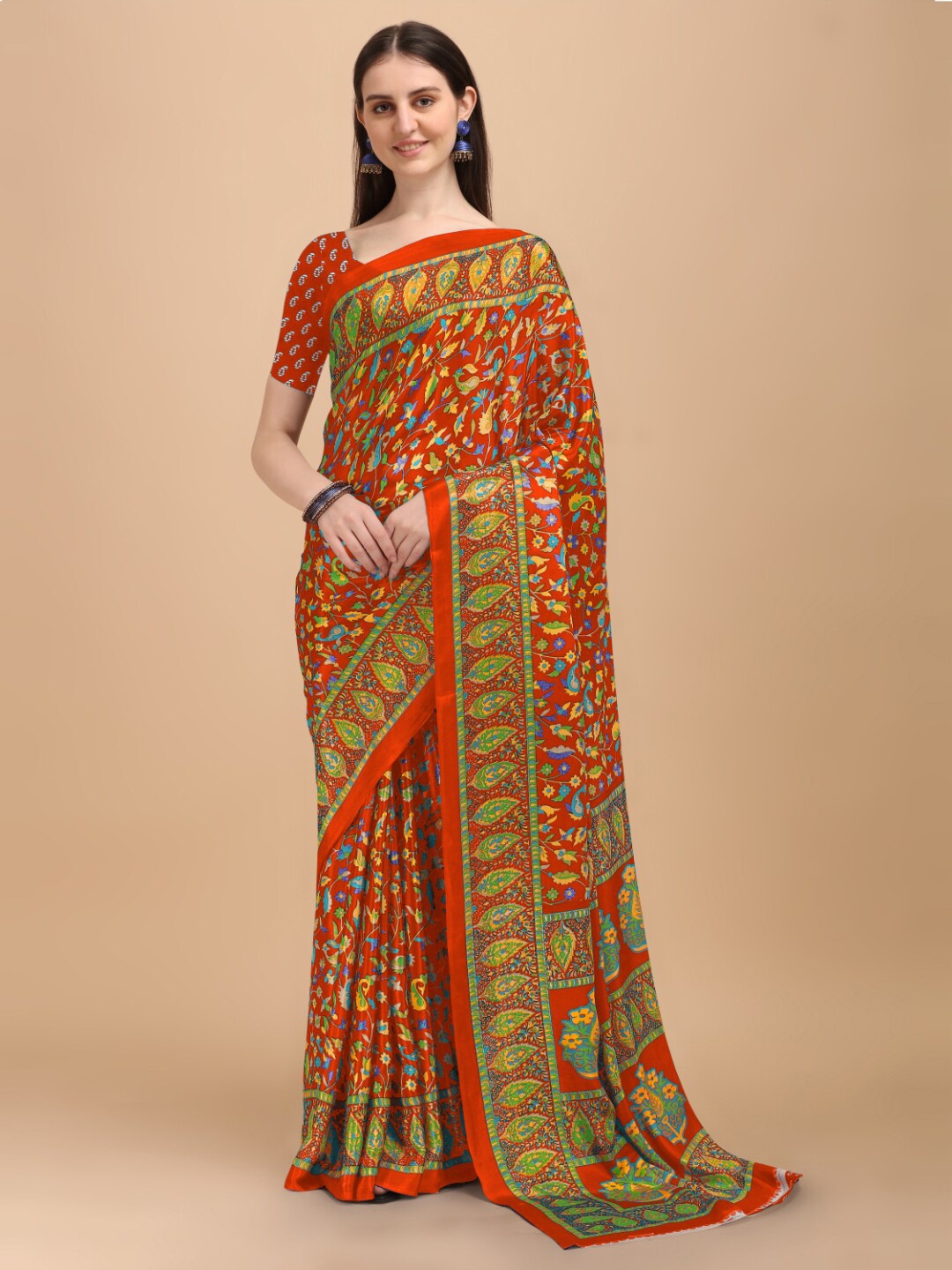 

Kasak Orange & Green Floral Saree